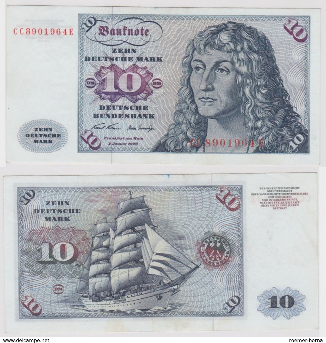 T147465 Banknote 10 DM Deutsche Mark Ro. 270a Schein 2.Jan. 1970 KN CC 8901964 E - 10 DM