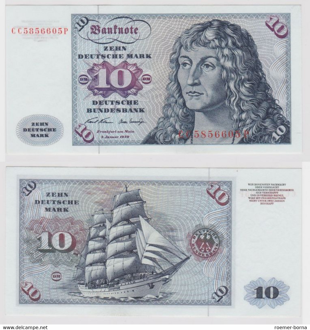 T147466 Banknote 10 DM Deutsche Mark Ro. 270a Schein 2.Jan. 1970 KN CC 5856605 P - 10 Deutsche Mark