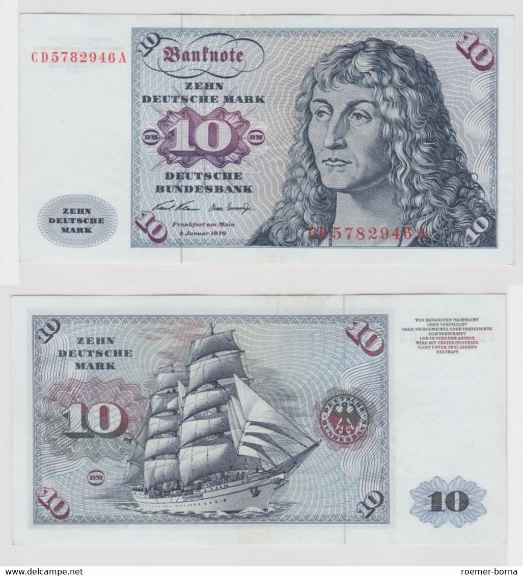 T147470 Banknote 10 DM Deutsche Mark Ro. 270a Schein 2.Jan. 1970 KN CD 5782946 A - 10 Deutsche Mark