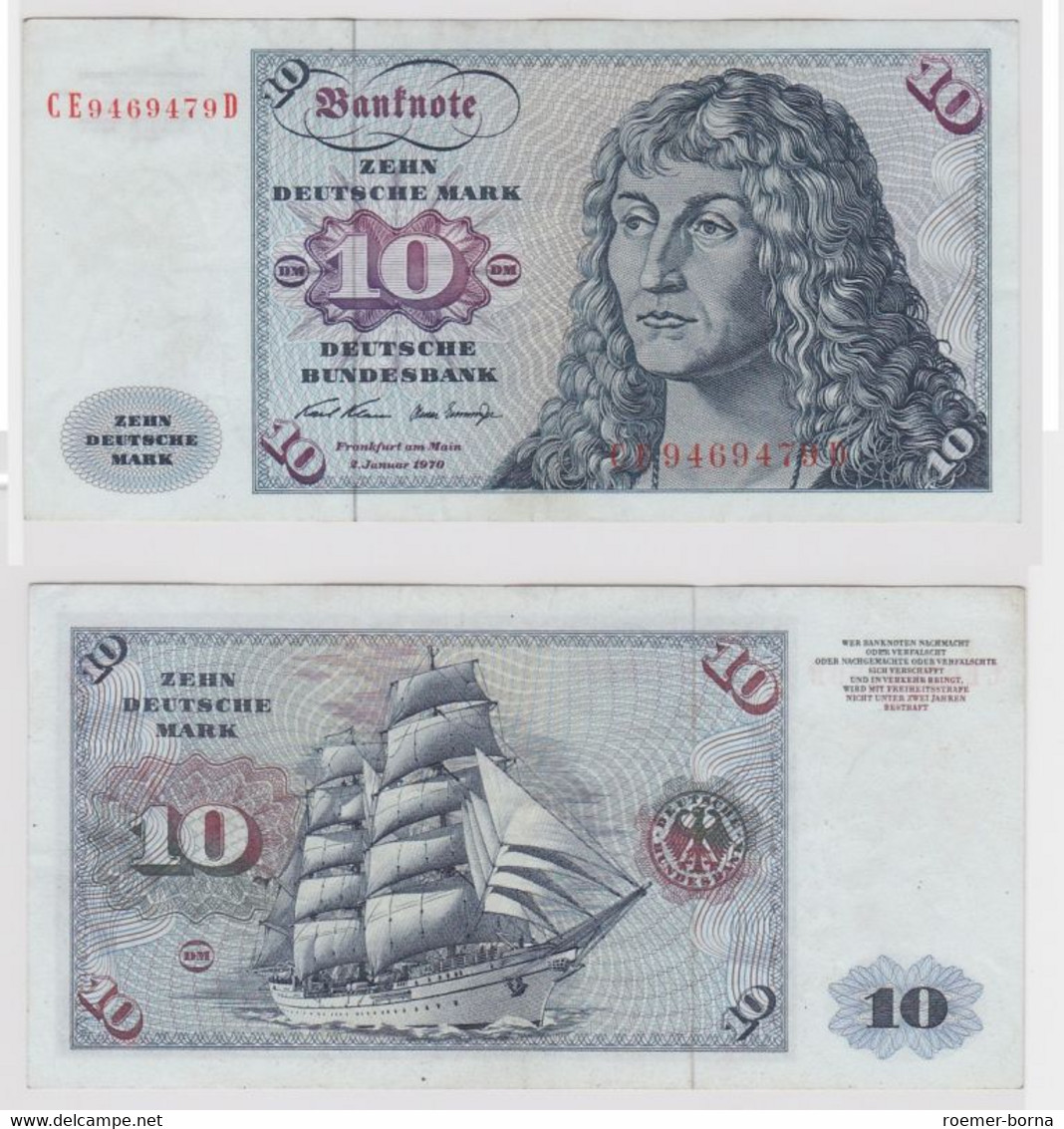 T147483 Banknote 10 DM Deutsche Mark Ro. 270b Schein 2.Jan. 1970 KN CE 9469479 D - 10 DM