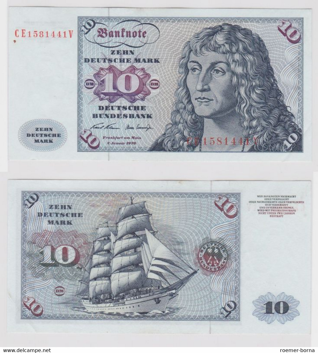 T147485 Banknote 10 DM Deutsche Mark Ro. 270b Schein 2.Jan. 1970 KN CE 1581441 V - 10 Deutsche Mark