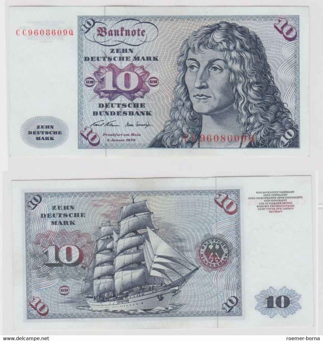 T147488 Banknote 10 DM Deutsche Mark Ro. 270a Schein 2.Jan. 1970 KN CC 9608609 Q - 10 DM