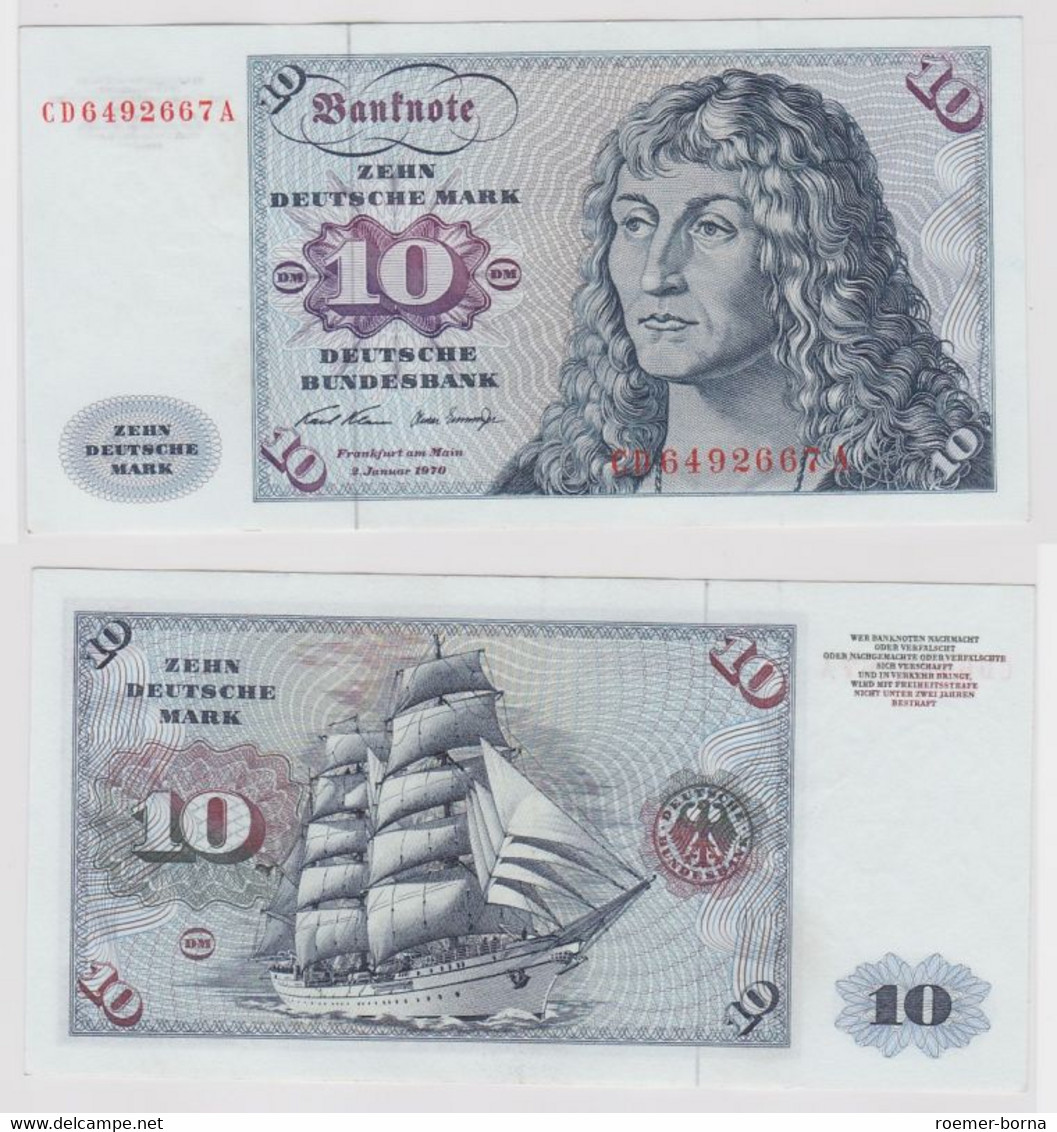 T147507 Banknote 10 DM Deutsche Mark Ro. 270a Schein 2.Jan. 1970 KN CD 6492667 A - 10 DM