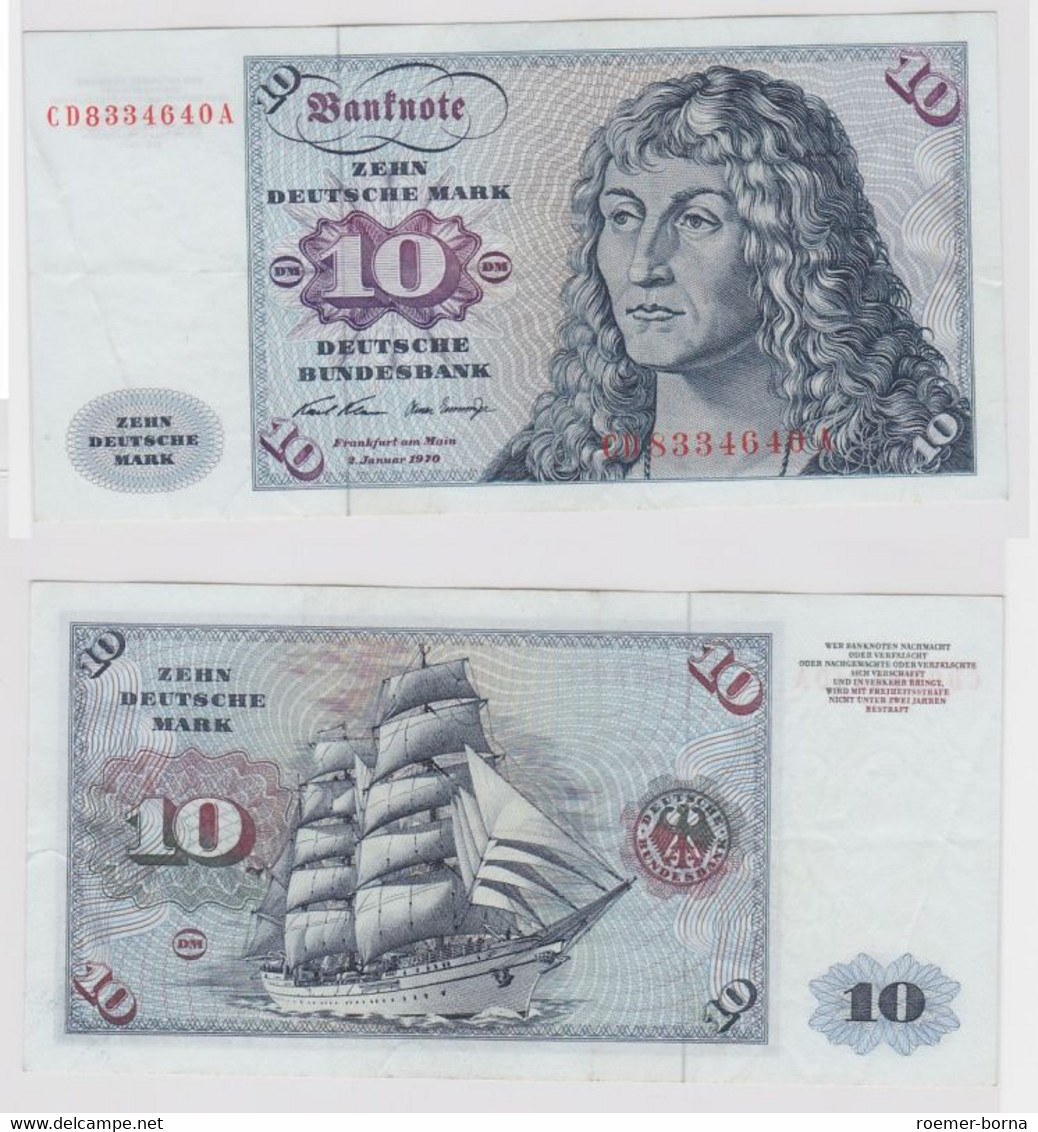 T147510 Banknote 10 DM Deutsche Mark Ro. 270a Schein 2.Jan. 1970 KN CD 8334640 A - 10 Deutsche Mark