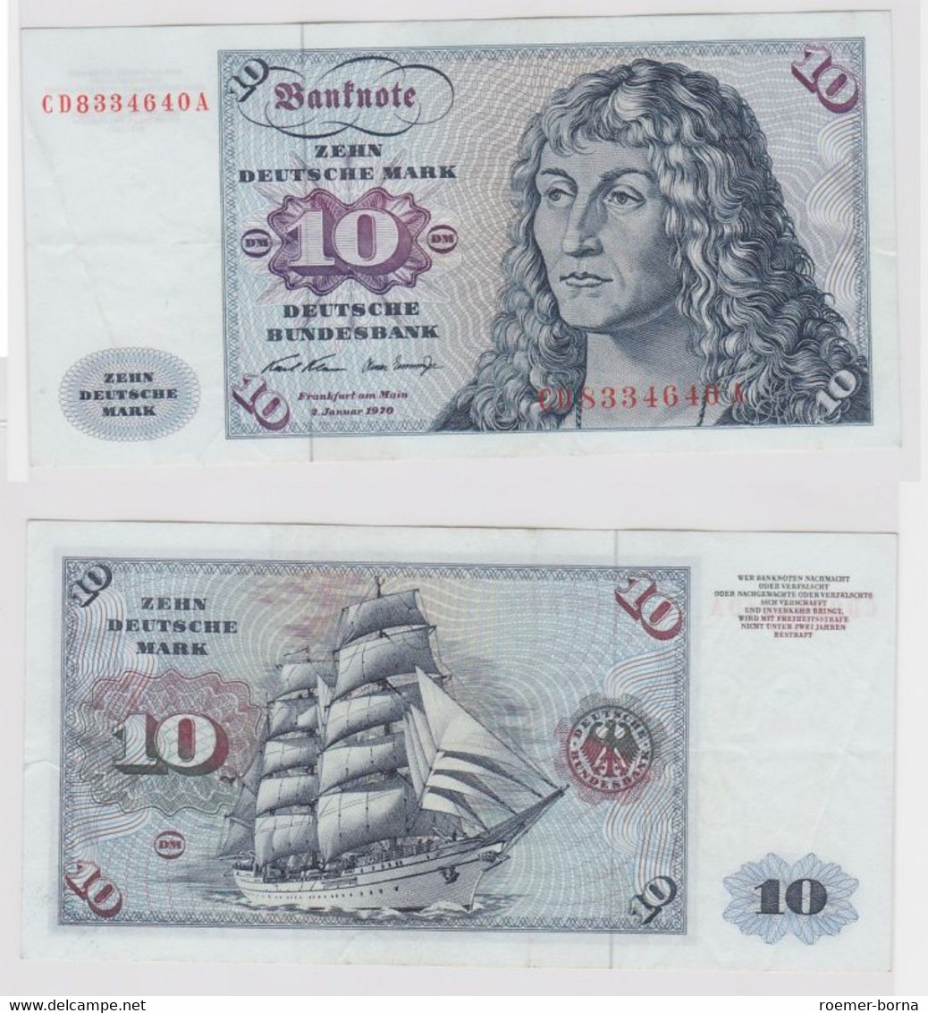 T147510 Banknote 10 DM Deutsche Mark Ro. 270a Schein 2.Jan. 1970 KN CD 8334640 A - 10 DM