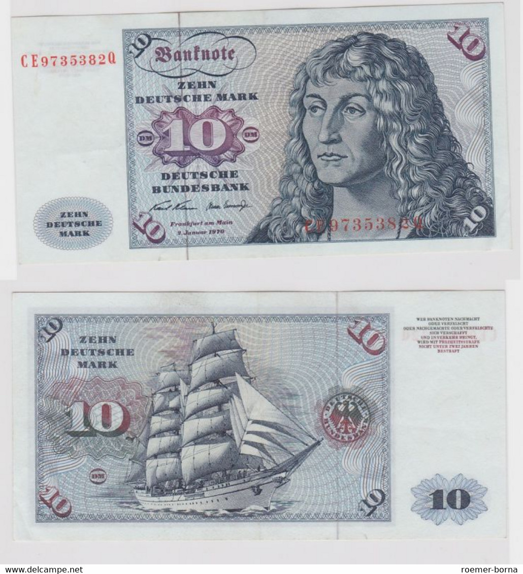 T147523 Banknote 10 DM Deutsche Mark Ro. 270b Schein 2.Jan. 1970 KN CE 9735382 Q - 10 Deutsche Mark