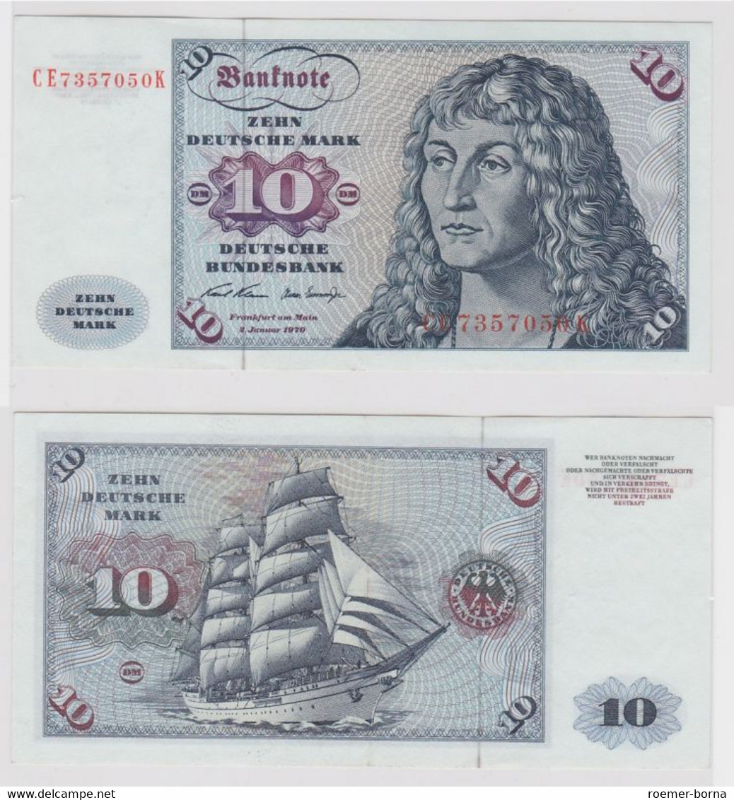 T147526 Banknote 10 DM Deutsche Mark Ro. 270b Schein 2.Jan. 1970 KN CE 7357050 K - 10 Deutsche Mark