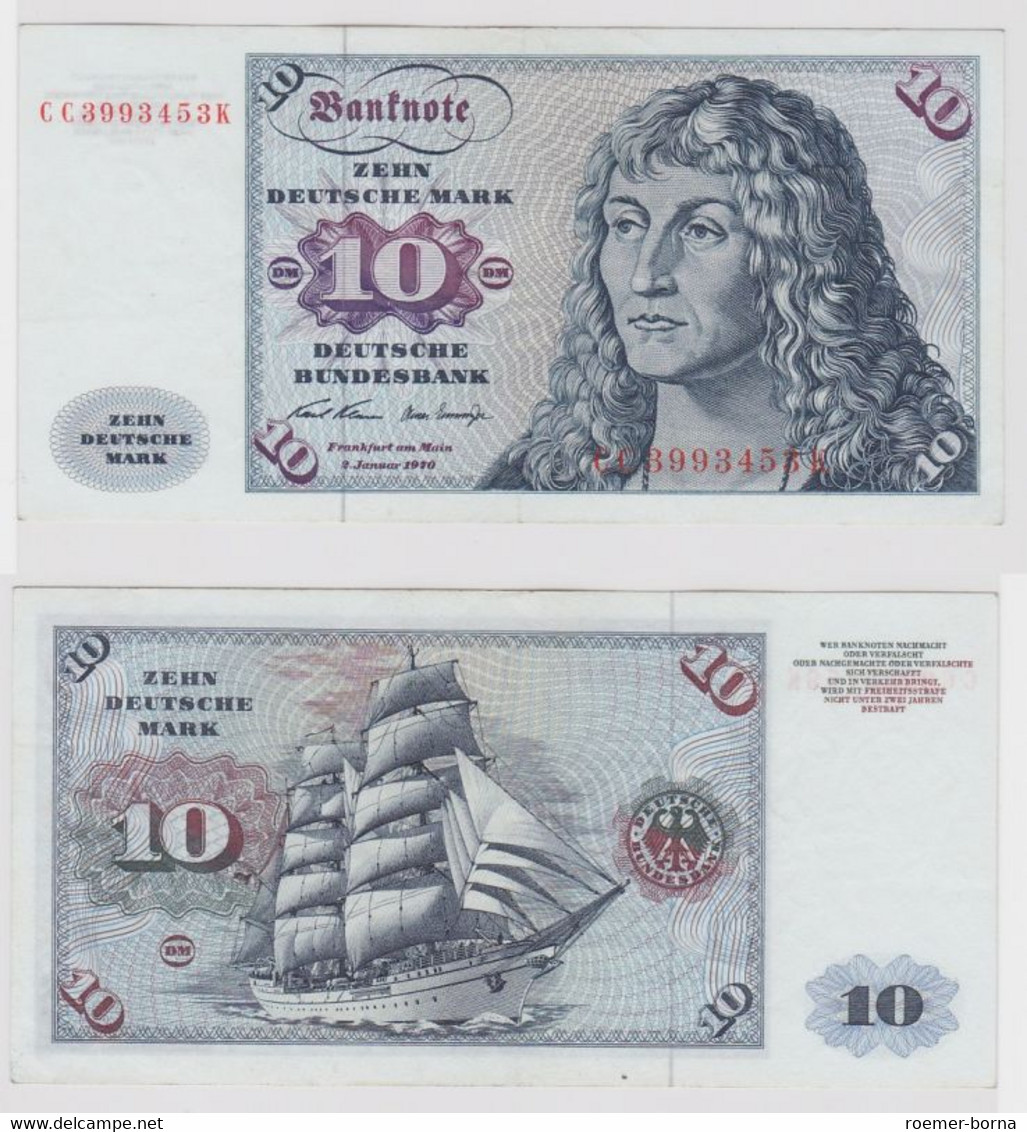 T147529 Banknote 10 DM Deutsche Mark Ro. 270a Schein 2.Jan. 1970 KN CC 3993453 K - 10 Deutsche Mark