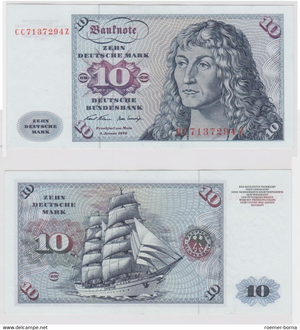 T147530 Banknote 10 DM Deutsche Mark Ro. 270a Schein 2.Jan. 1970 KN CC 7137294 Z - 10 Deutsche Mark