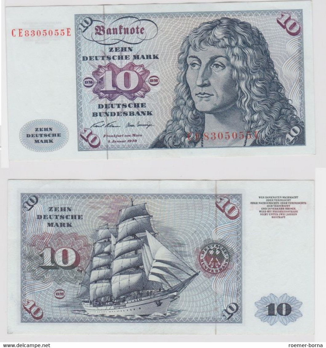 T147538 Banknote 10 DM Deutsche Mark Ro. 270b Schein 2.Jan. 1970 KN CE 8305055 E - 10 Deutsche Mark