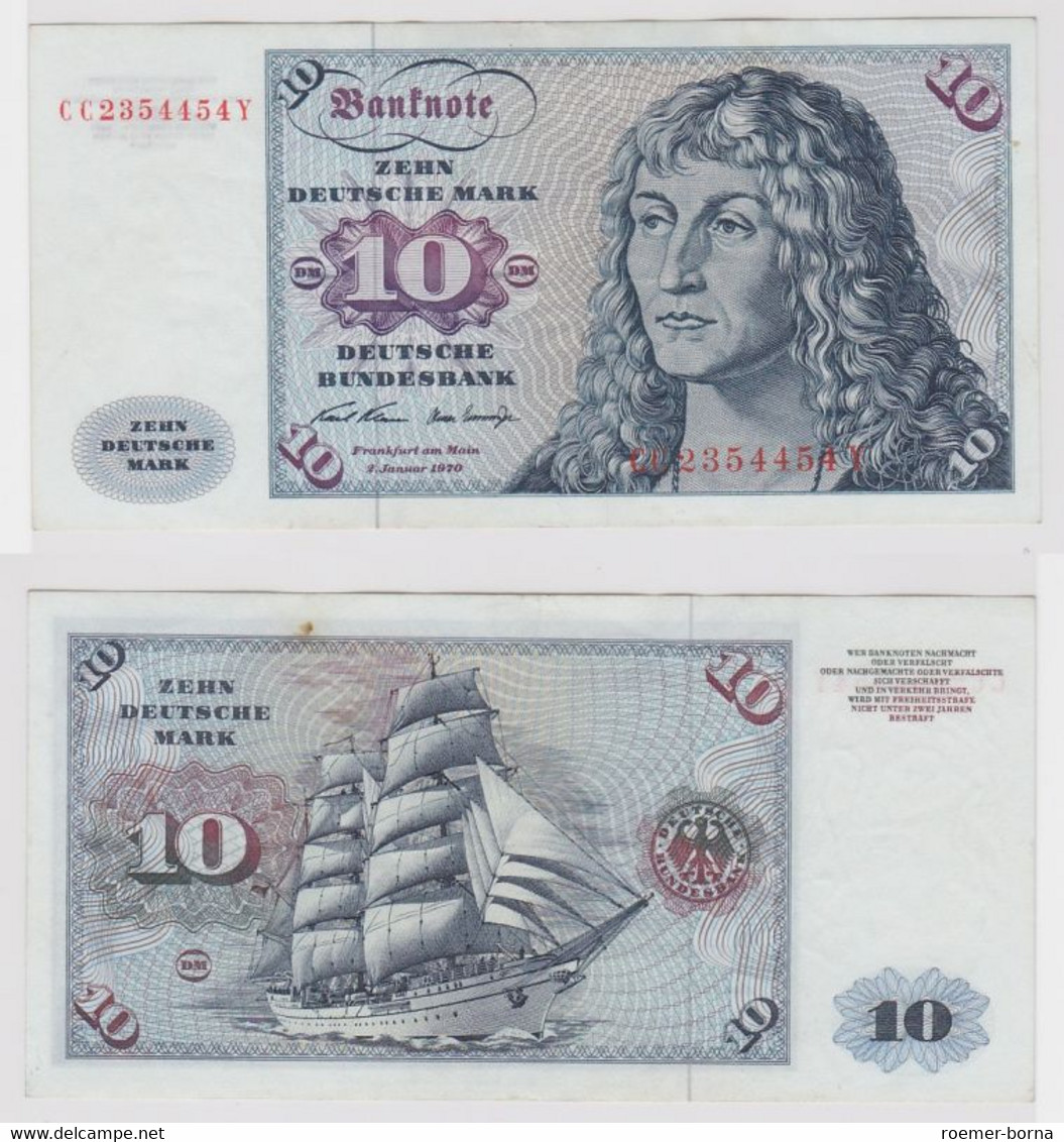 T147550 Banknote 10 DM Deutsche Mark Ro. 270a Schein 2.Jan. 1970 KN CC 2354454 Y - 10 DM