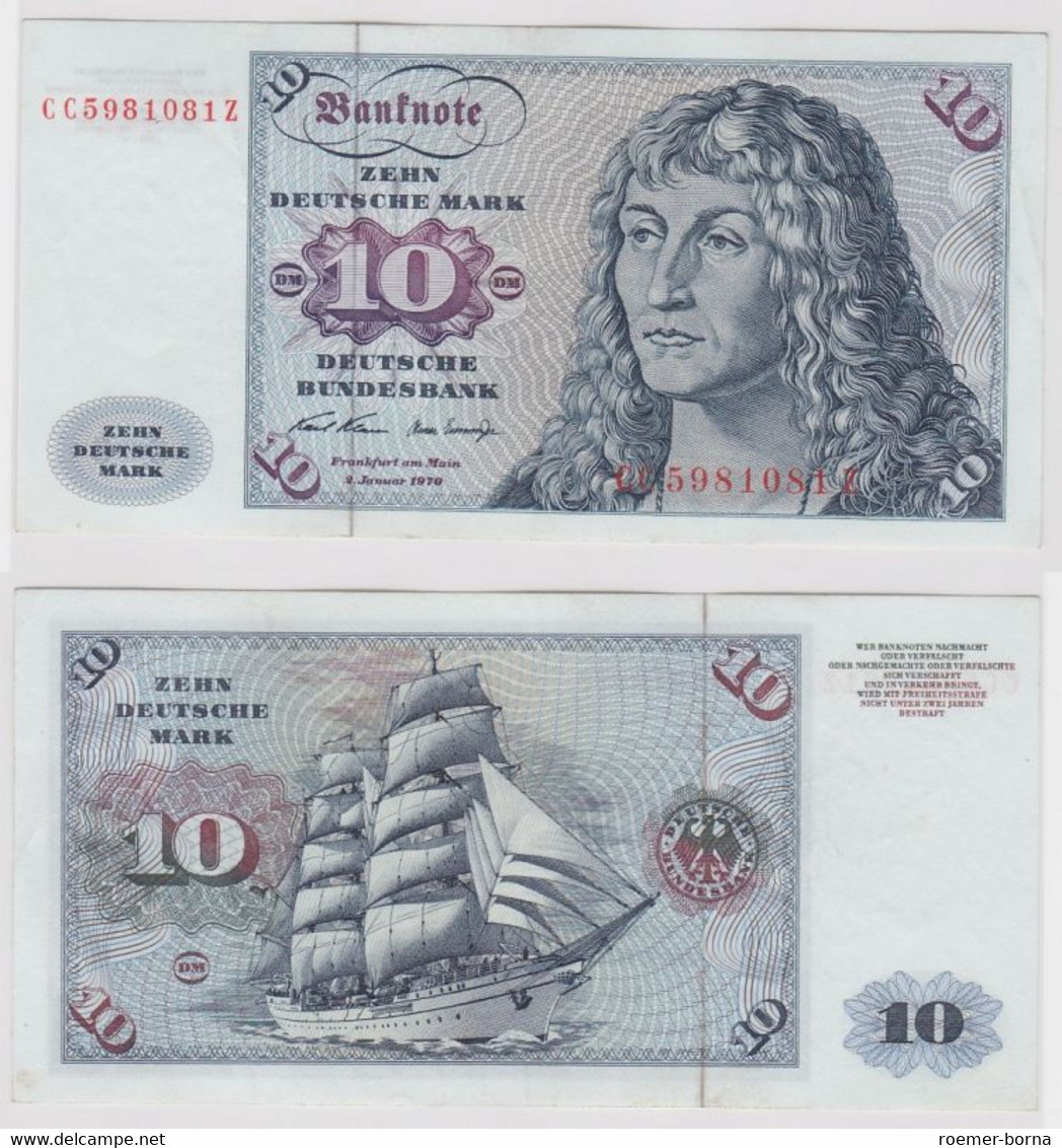 T147551 Banknote 10 DM Deutsche Mark Ro. 270a Schein 2.Jan. 1970 KN CC 5981081 Z - 10 Deutsche Mark