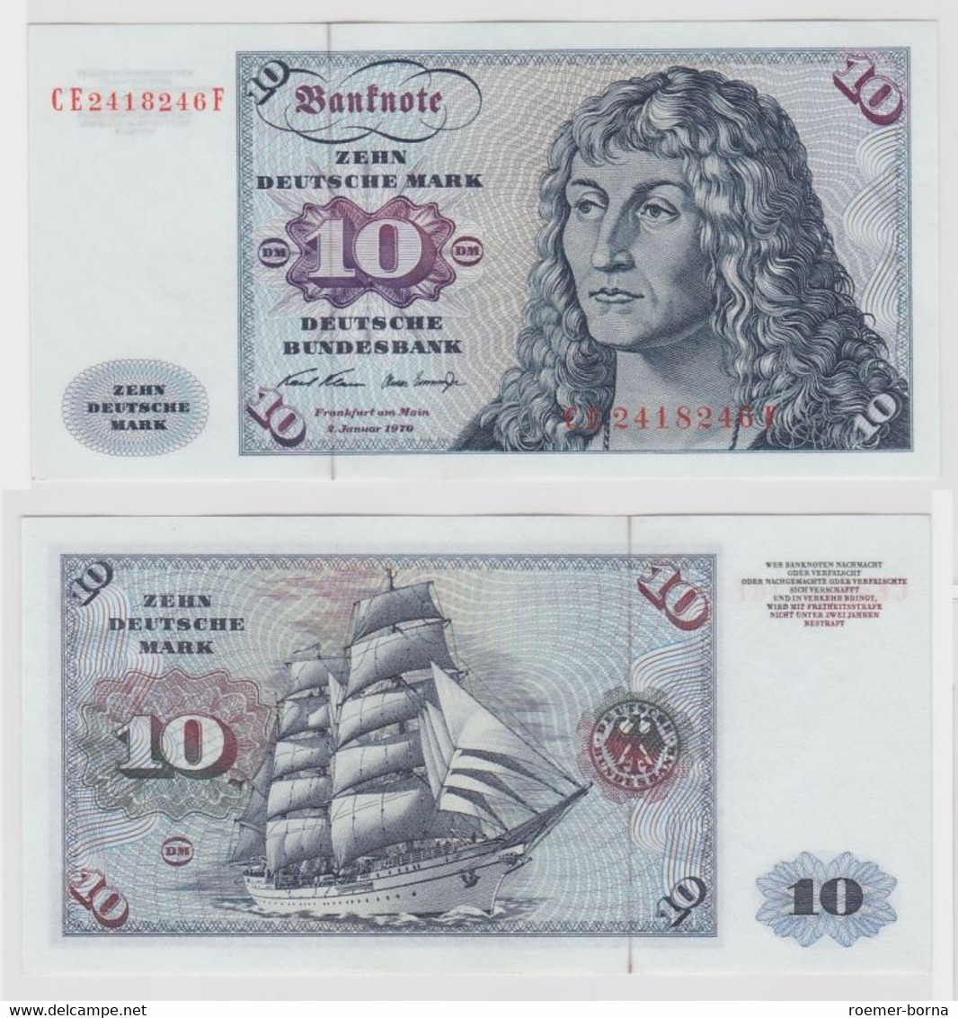 T147567 Banknote 10 DM Deutsche Mark Ro. 270b Schein 2.Jan. 1970 KN CE 2418246 F - 10 DM