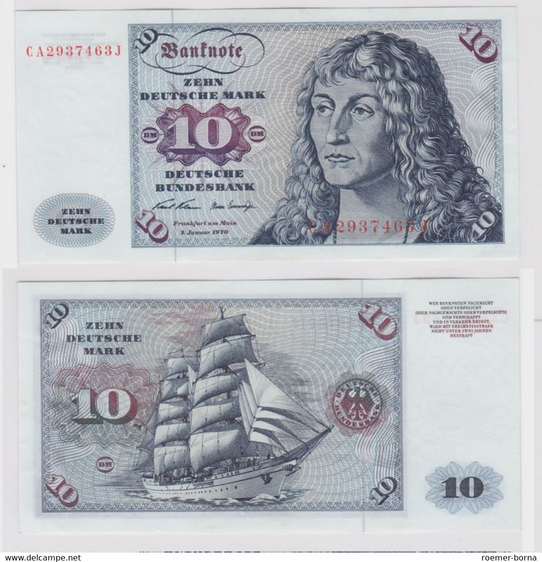 T147568 Banknote 10 DM Deutsche Mark Ro. 270a Schein 2.Jan. 1970 KN CA 2937463 J - 10 DM