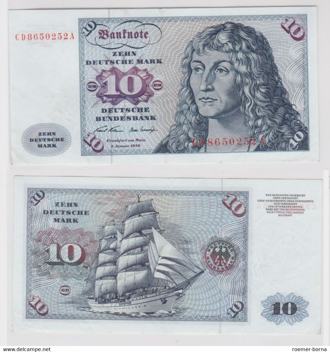 T147569 Banknote 10 DM Deutsche Mark Ro. 270a Schein 2.Jan. 1970 KN CD 8650252 A - 10 Deutsche Mark