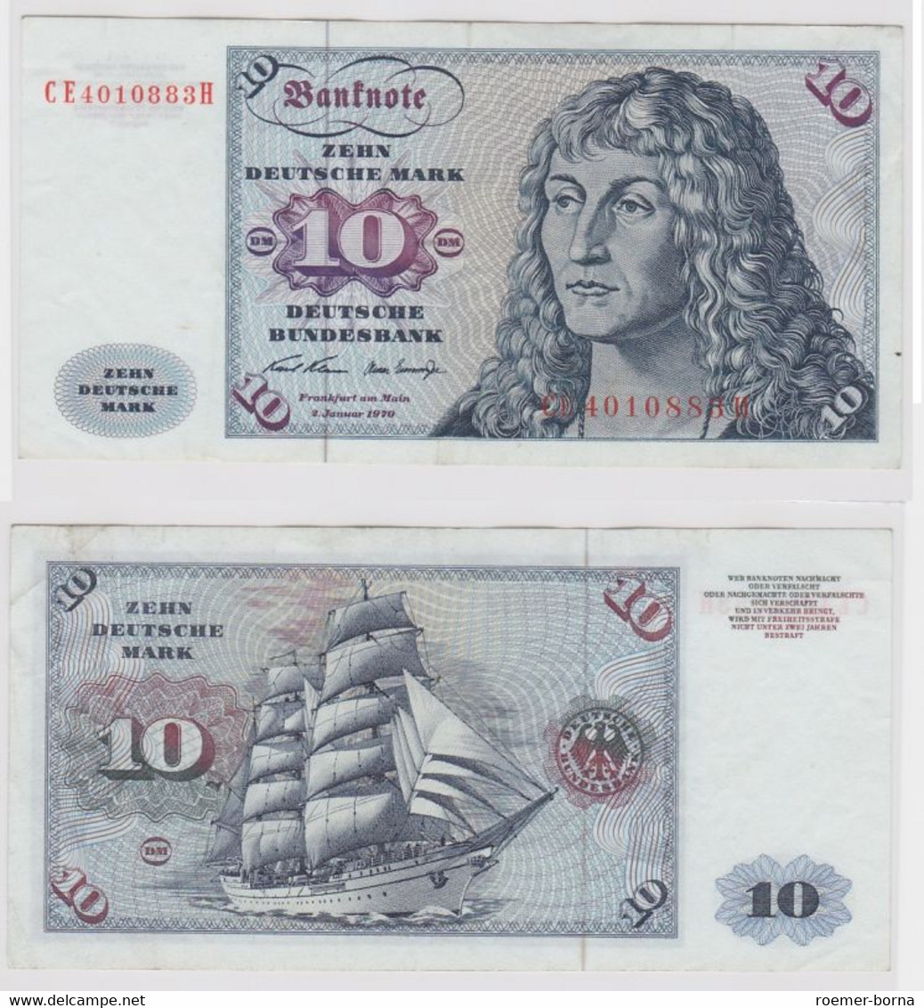 T147576 Banknote 10 DM Deutsche Mark Ro. 270b Schein 2.Jan. 1970 KN CE 4010883 H - 10 Deutsche Mark