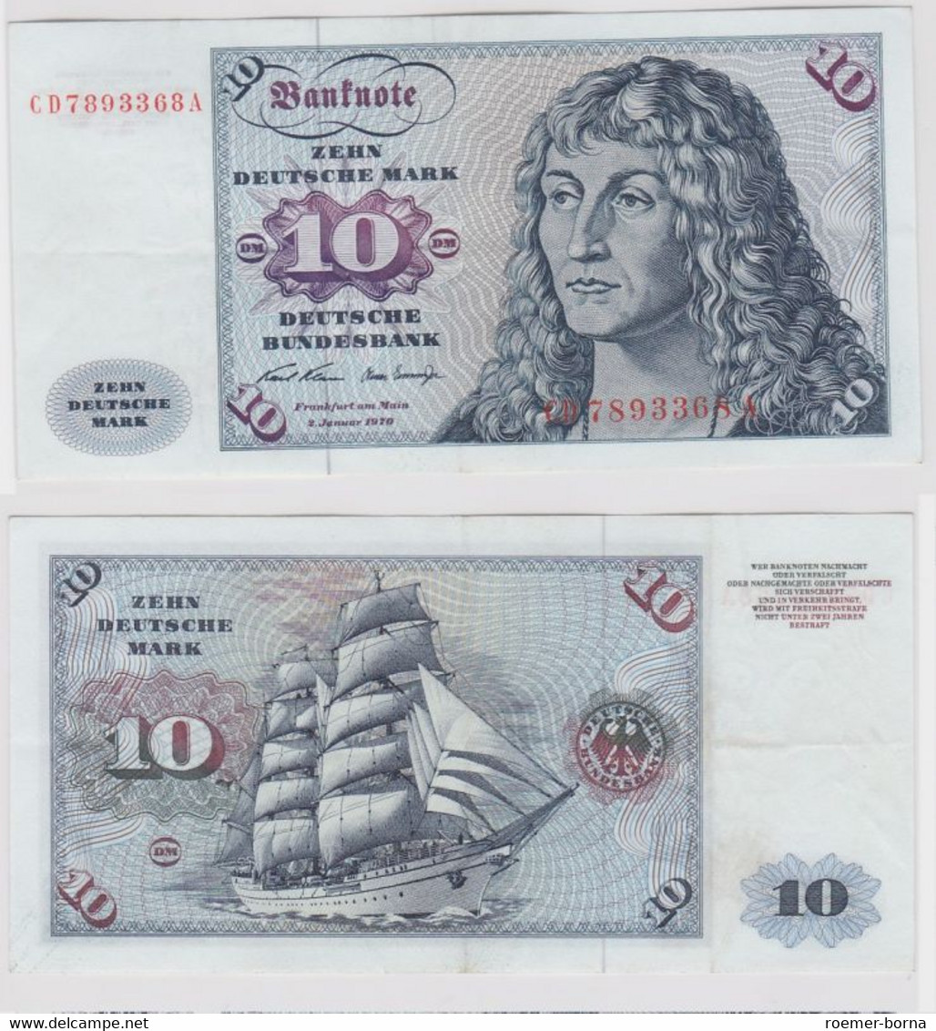 T147586 Banknote 10 DM Deutsche Mark Ro. 270a Schein 2.Jan. 1970 KN CD 7893368 A - 10 DM