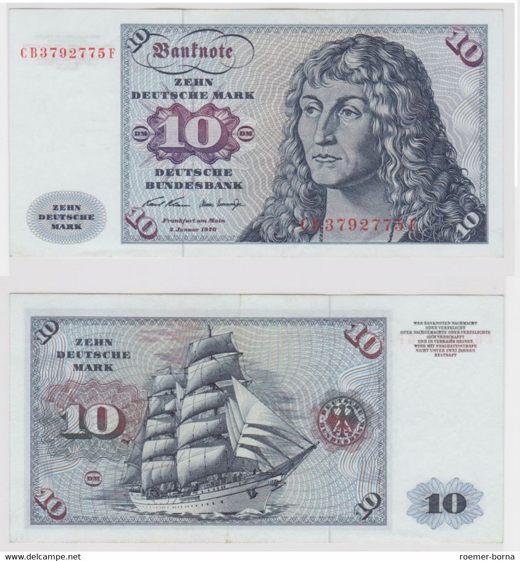 T147587 Banknote 10 DM Deutsche Mark Ro. 270a Schein 2.Jan. 1970 KN CB 3792775 F - 10 Deutsche Mark