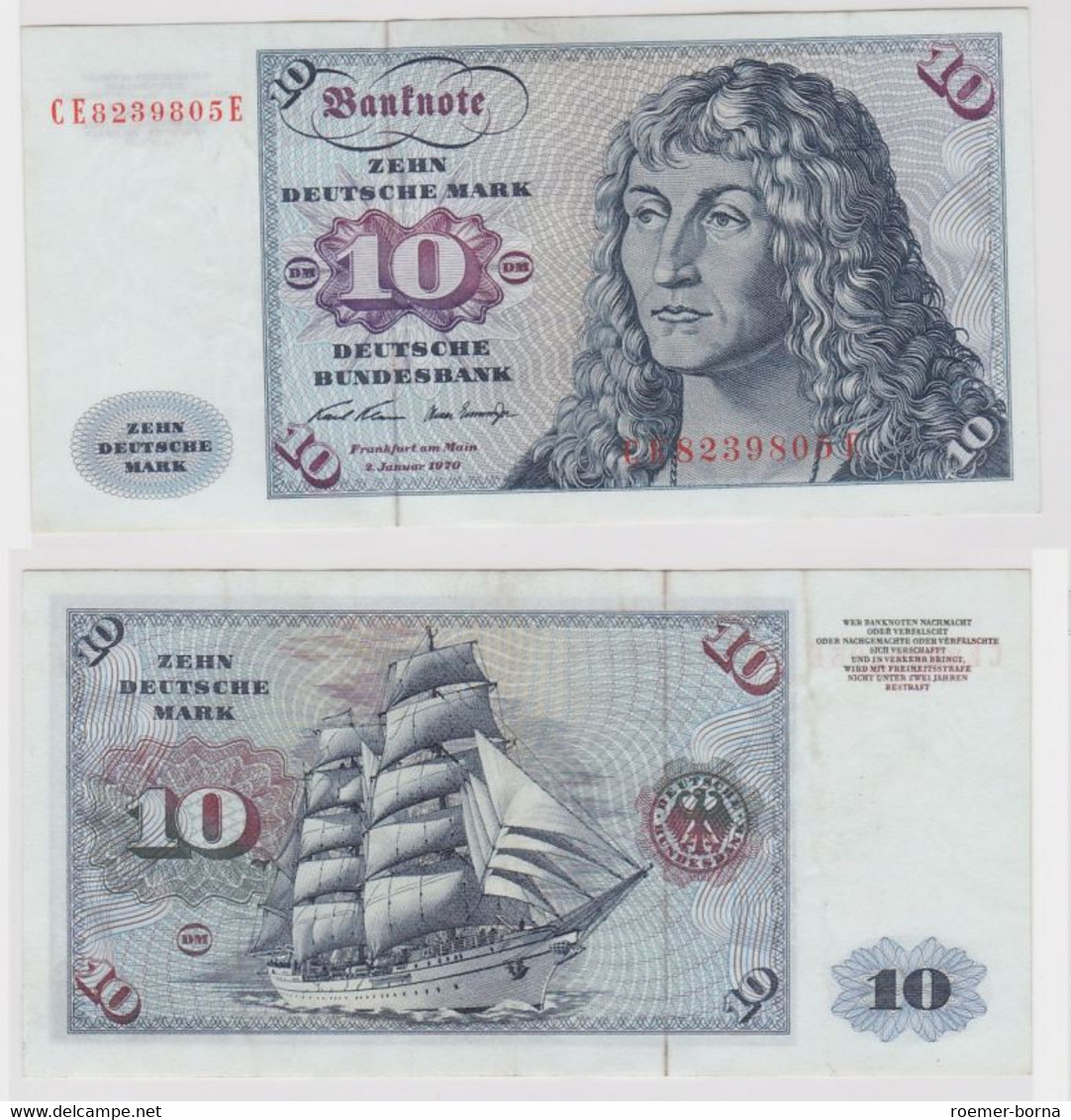 T147588 Banknote 10 DM Deutsche Mark Ro. 270b Schein 2.Jan. 1970 KN CE 8239805 E - 10 DM