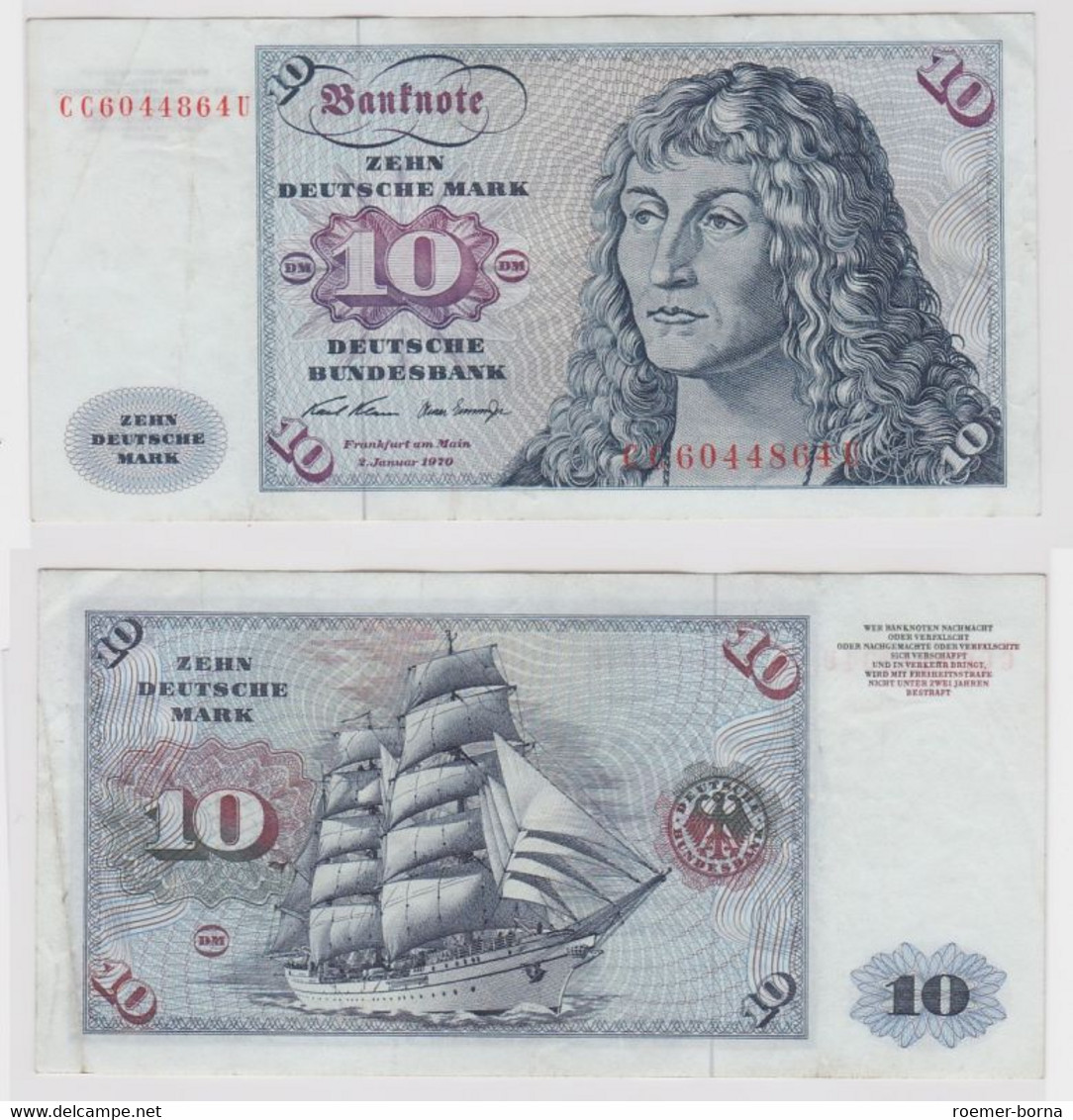 T147592 Banknote 10 DM Deutsche Mark Ro. 270a Schein 2.Jan. 1970 KN CC 6044864 U - 10 DM