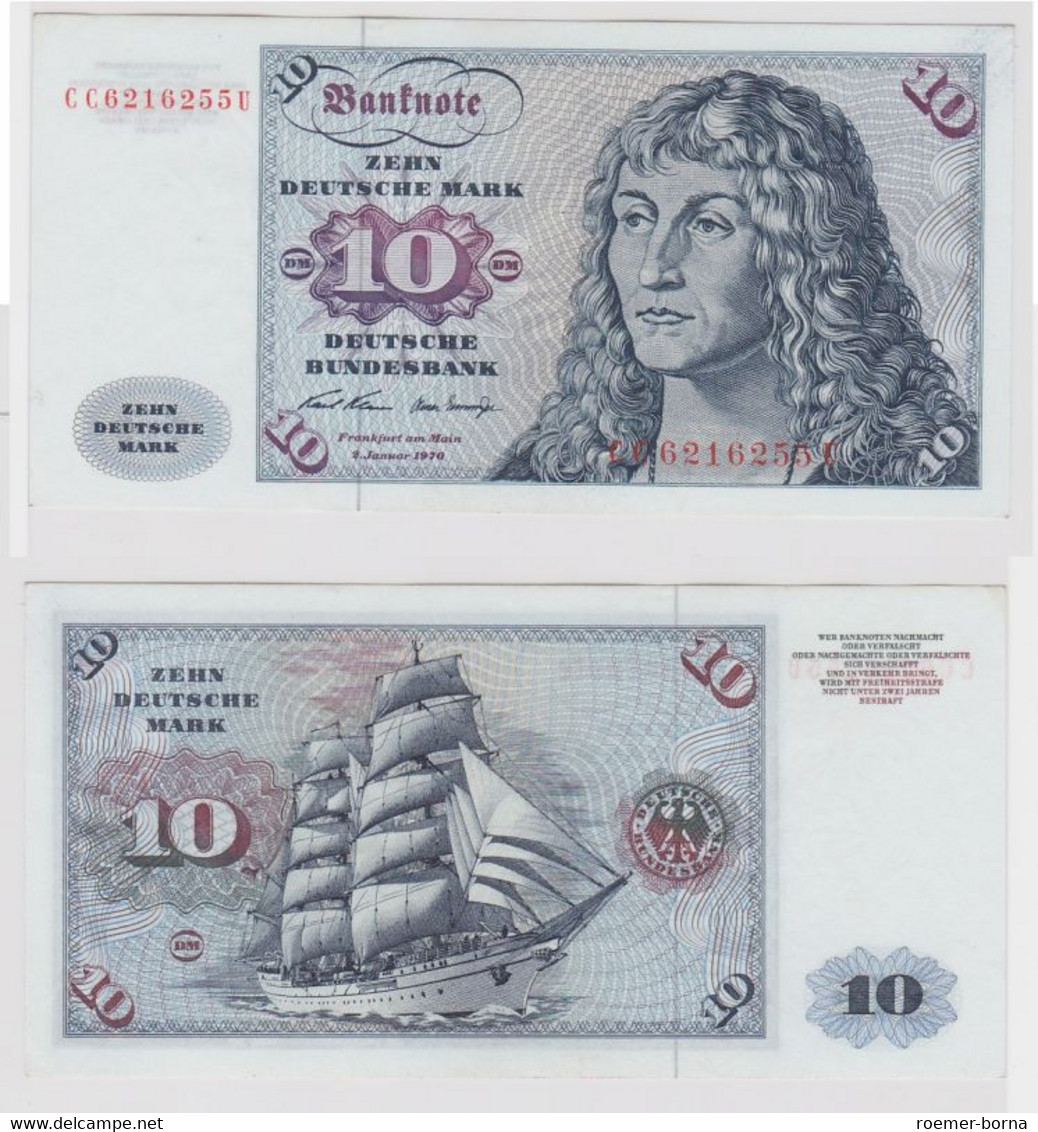 T147595 Banknote 10 DM Deutsche Mark Ro. 270a Schein 2.Jan. 1970 KN CC 6216255 U - 10 Deutsche Mark