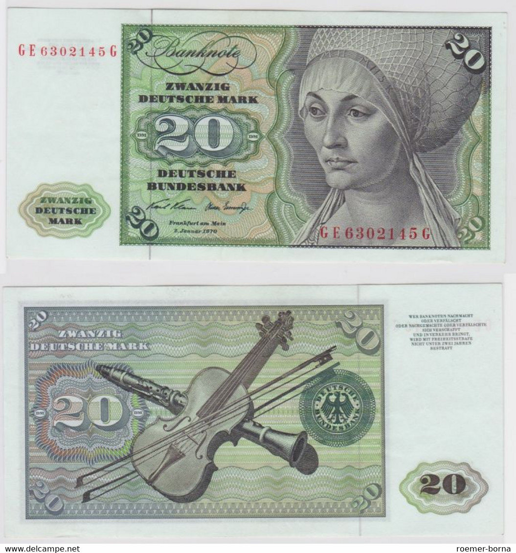 T147947 Banknote 20 DM Deutsche Mark Ro. 271b Schein 2.Jan. 1970 KN GE 6302145 G - 20 Deutsche Mark
