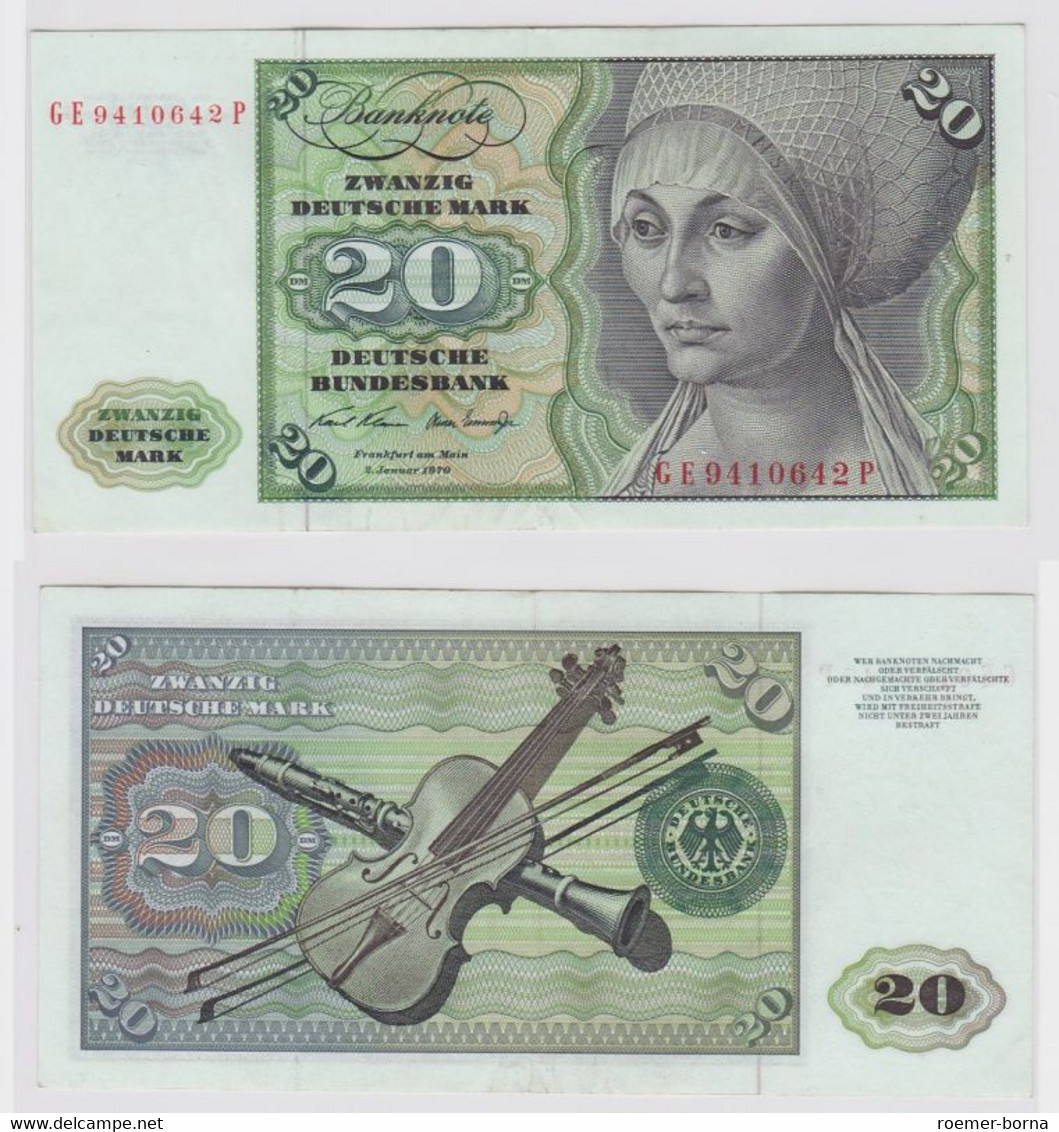 T147951 Banknote 20 DM Deutsche Mark Ro. 271b Schein 2.Jan. 1970 KN GE 9410642 P - 20 Deutsche Mark