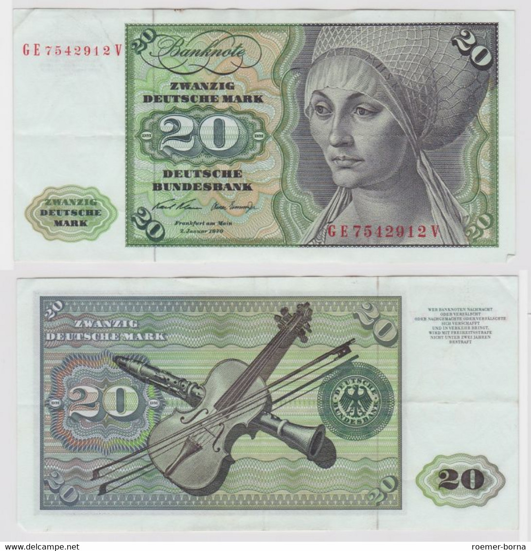 T147954 Banknote 20 DM Deutsche Mark Ro. 271b Schein 2.Jan. 1970 KN GE 7542912 V - 20 Deutsche Mark