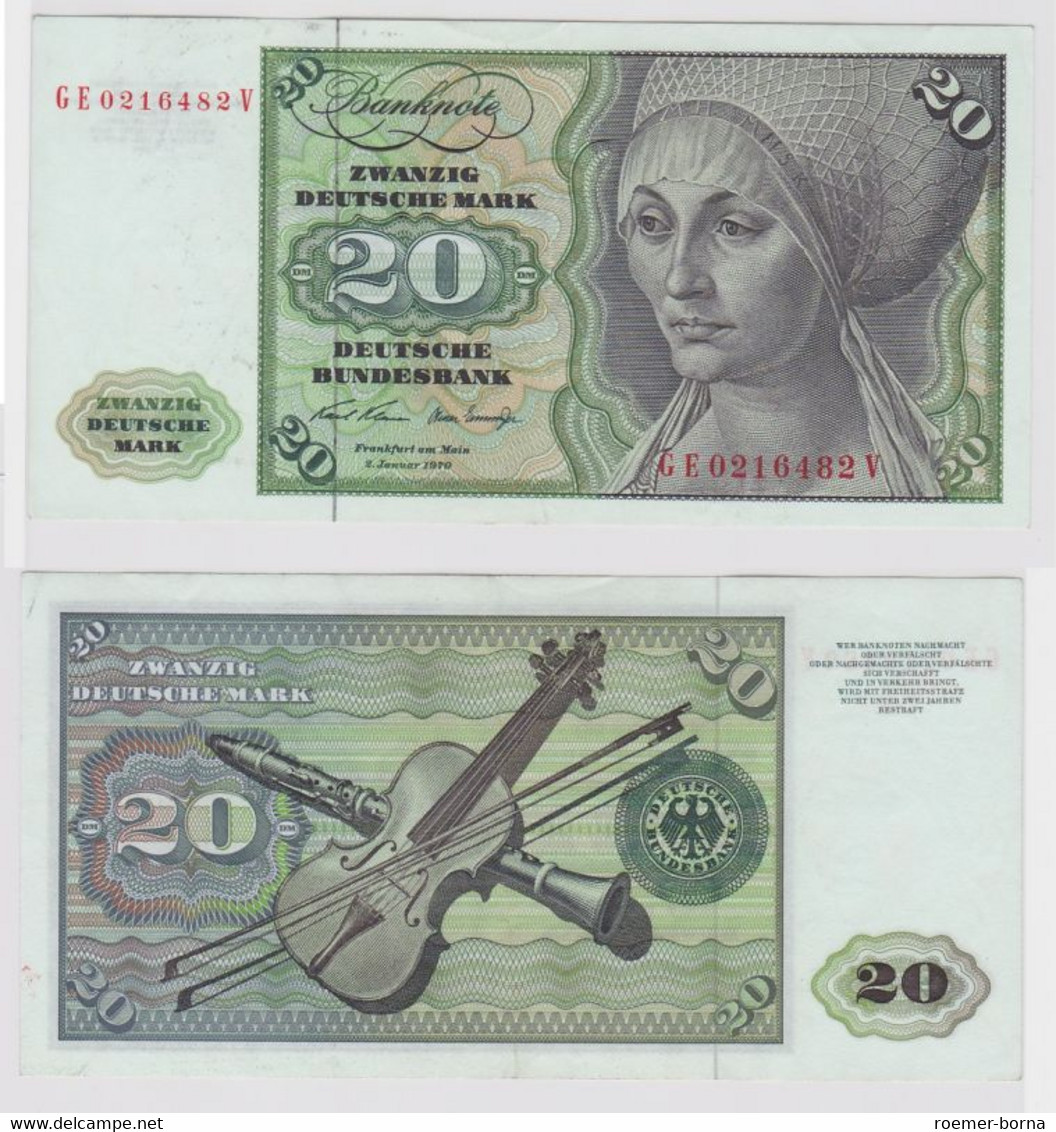 T147970 Banknote 20 DM Deutsche Mark Ro. 271b Schein 2.Jan. 1970 KN GE 0216482 V - 20 Deutsche Mark