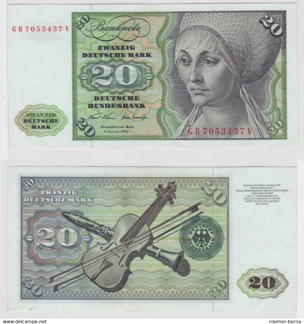 T147983 Banknote 20 DM Deutsche Mark Ro. 271a Schein 2.Jan. 1970 KN GB 7053437 V - 20 Deutsche Mark
