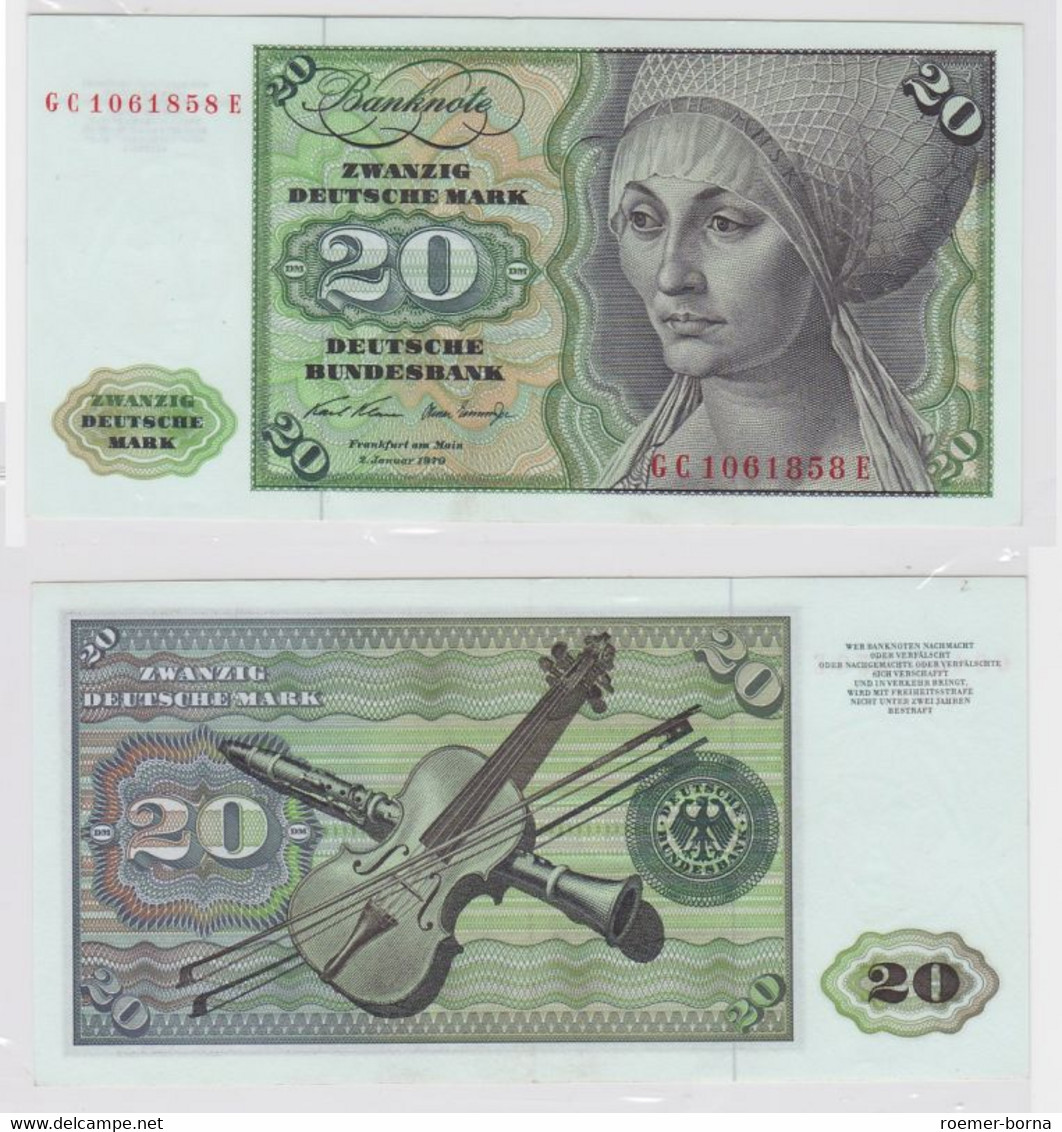 T147989 Banknote 20 DM Deutsche Mark Ro. 271a Schein 2.Jan. 1970 KN GC 1061858 E - 20 Deutsche Mark