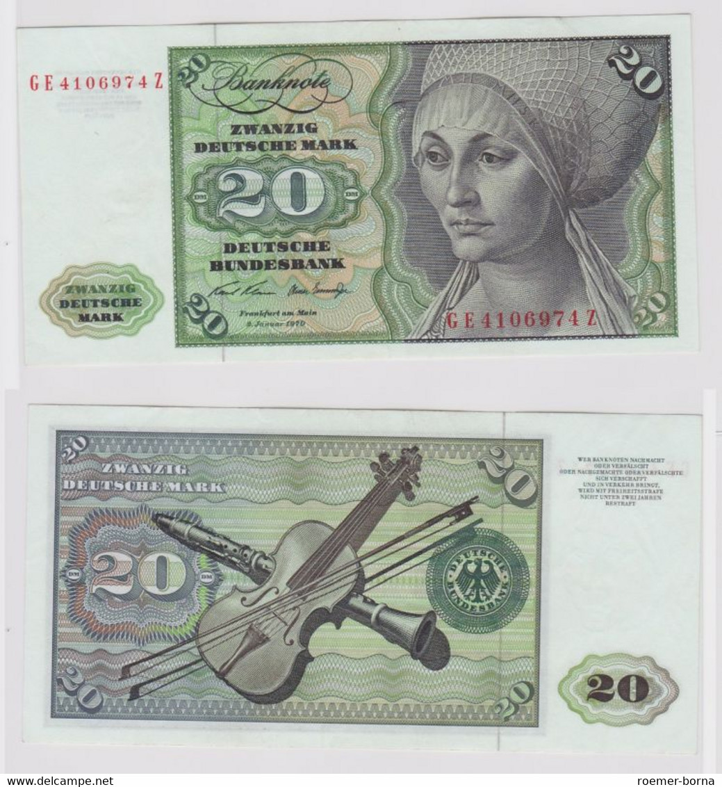 T148032 Banknote 20 DM Deutsche Mark Ro. 271b Schein 2.Jan. 1970 KN GE 4106974 Z - 20 DM