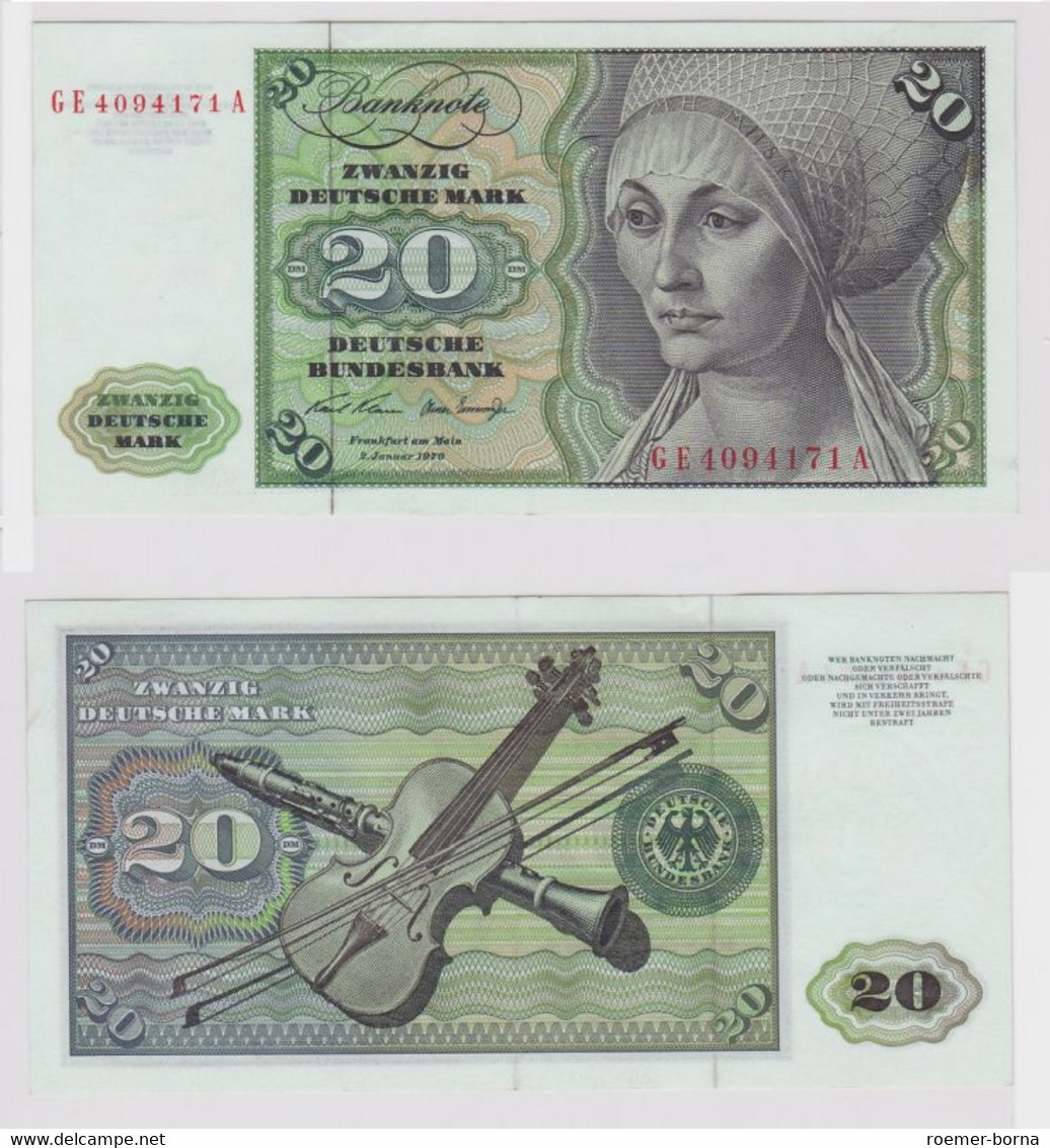 T148033 Banknote 20 DM Deutsche Mark Ro. 271b Schein 2.Jan. 1970 KN GE 4094171 A - 20 DM