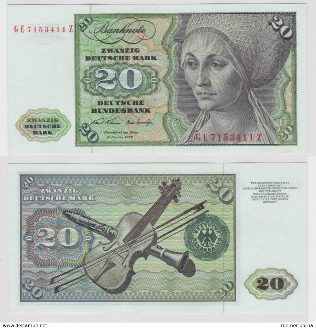 T148039 Banknote 20 DM Deutsche Mark Ro. 271b Schein 2.Jan. 1970 KN GE 7153411 Z - 20 Deutsche Mark