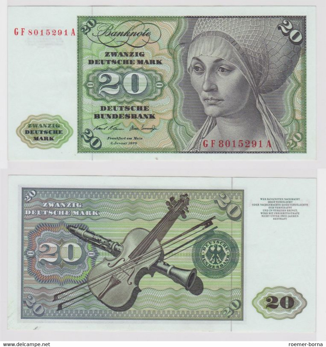 T148112 Banknote 20 DM Deutsche Mark Ro. 271b Schein 2.Jan. 1970 KN GF 8015291 A - 20 Deutsche Mark