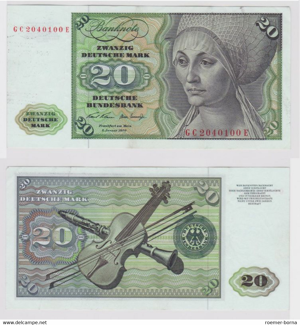 T148117 Banknote 20 DM Deutsche Mark Ro. 271a Schein 2.Jan. 1970 KN GC 2040100 E - 20 Deutsche Mark