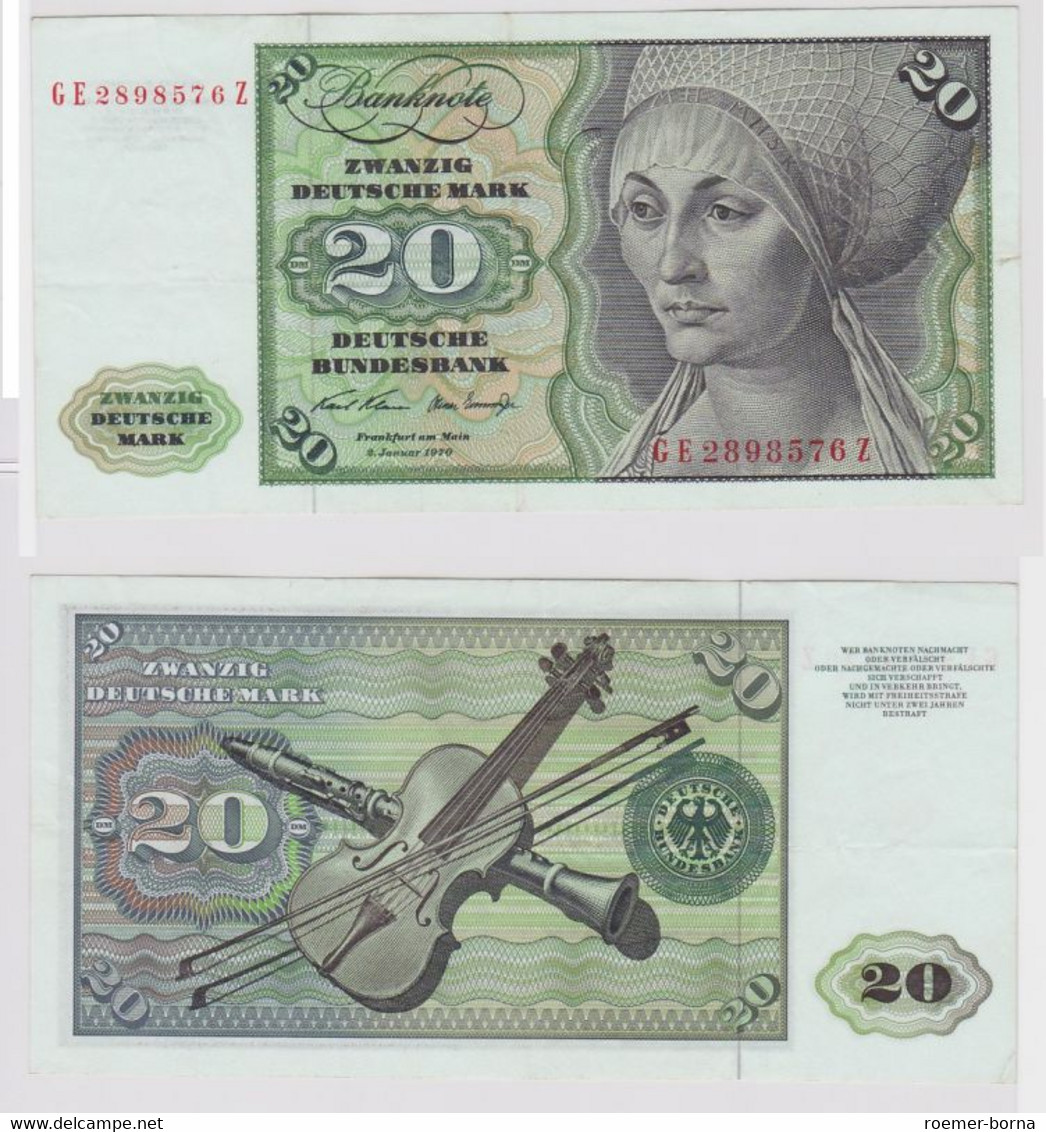 T148123 Banknote 20 DM Deutsche Mark Ro. 271b Schein 2.Jan. 1970 KN GE 2898576 Z - 20 Deutsche Mark