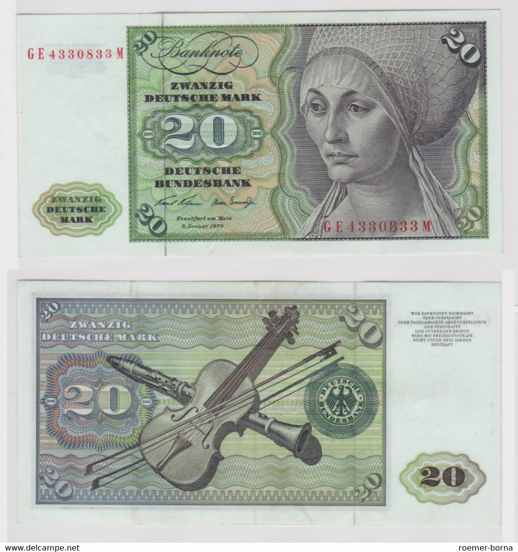 T148128 Banknote 20 DM Deutsche Mark Ro. 271b Schein 2.Jan. 1970 KN GE 4330833 M - 20 Deutsche Mark