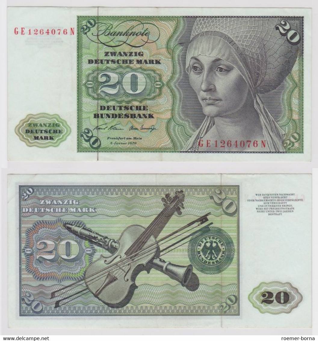 T148143 Banknote 20 DM Deutsche Mark Ro. 271b Schein 2.Jan. 1970 KN GE 1264076 N - 20 Deutsche Mark