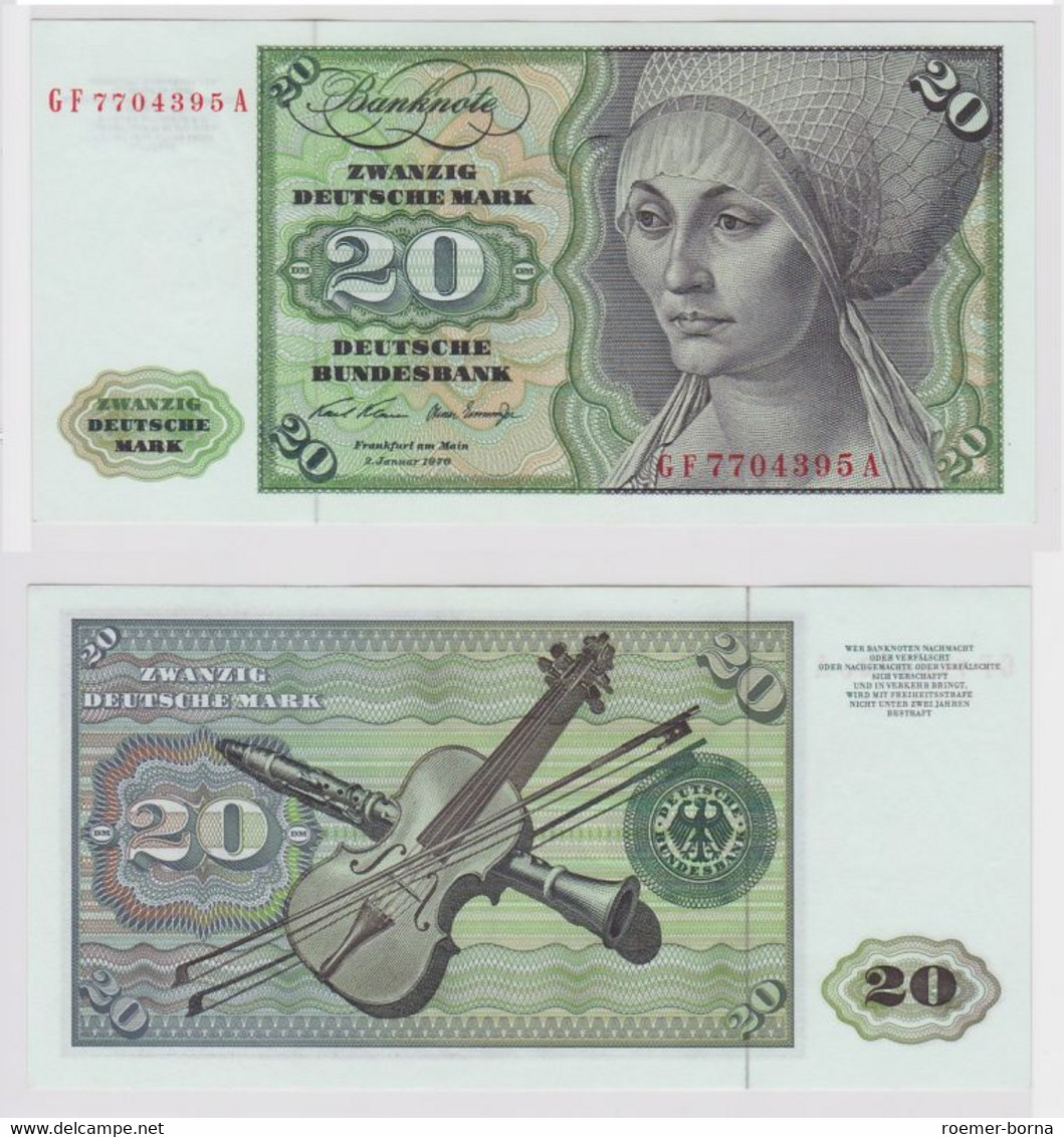 T148149 Banknote 20 DM Deutsche Mark Ro. 271b Schein 2.Jan. 1970 KN GF 7704395 A - 20 Deutsche Mark