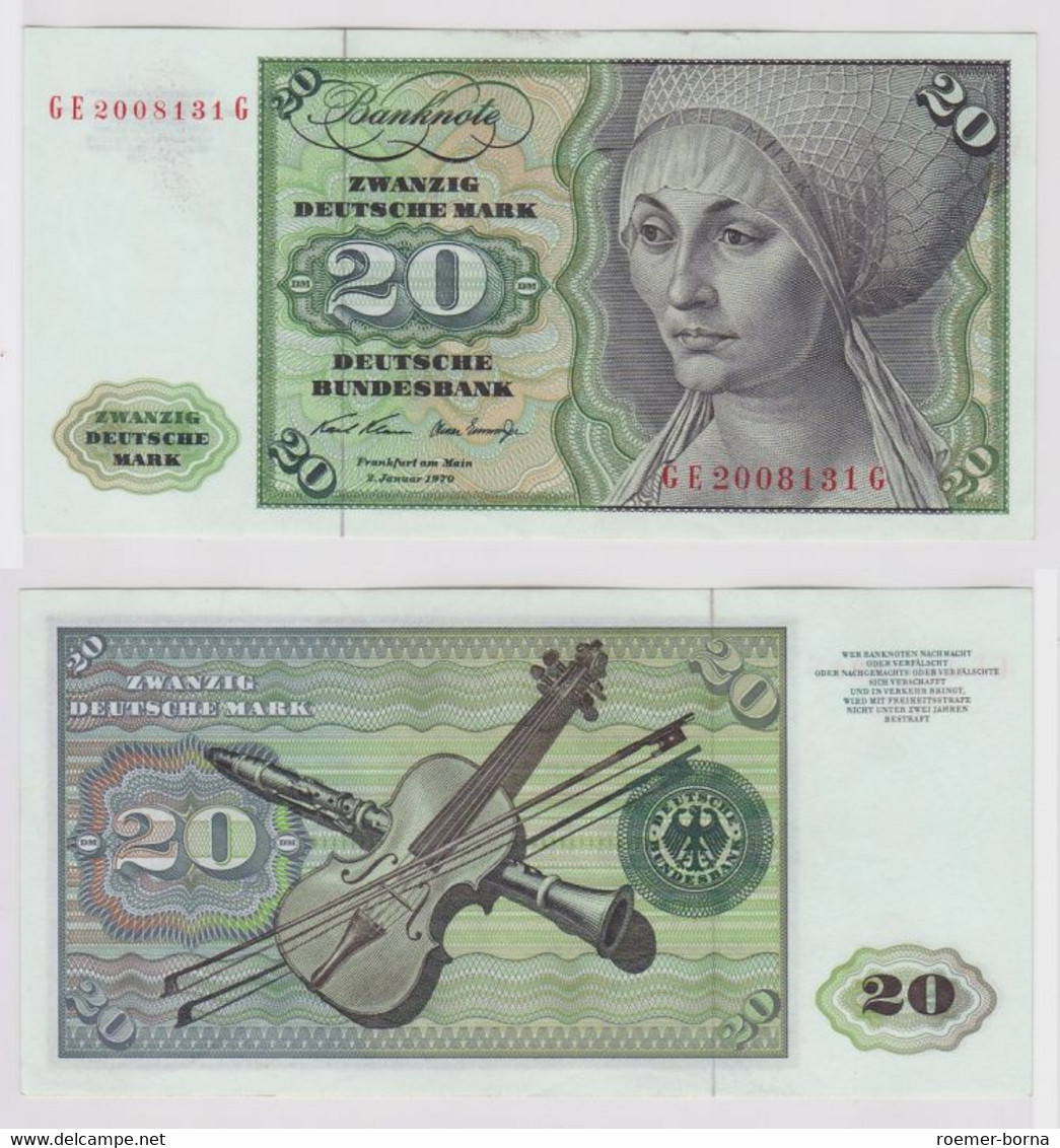 T148157 Banknote 20 DM Deutsche Mark Ro. 271b Schein 2.Jan. 1970 KN GE 2008131 G - 20 Deutsche Mark