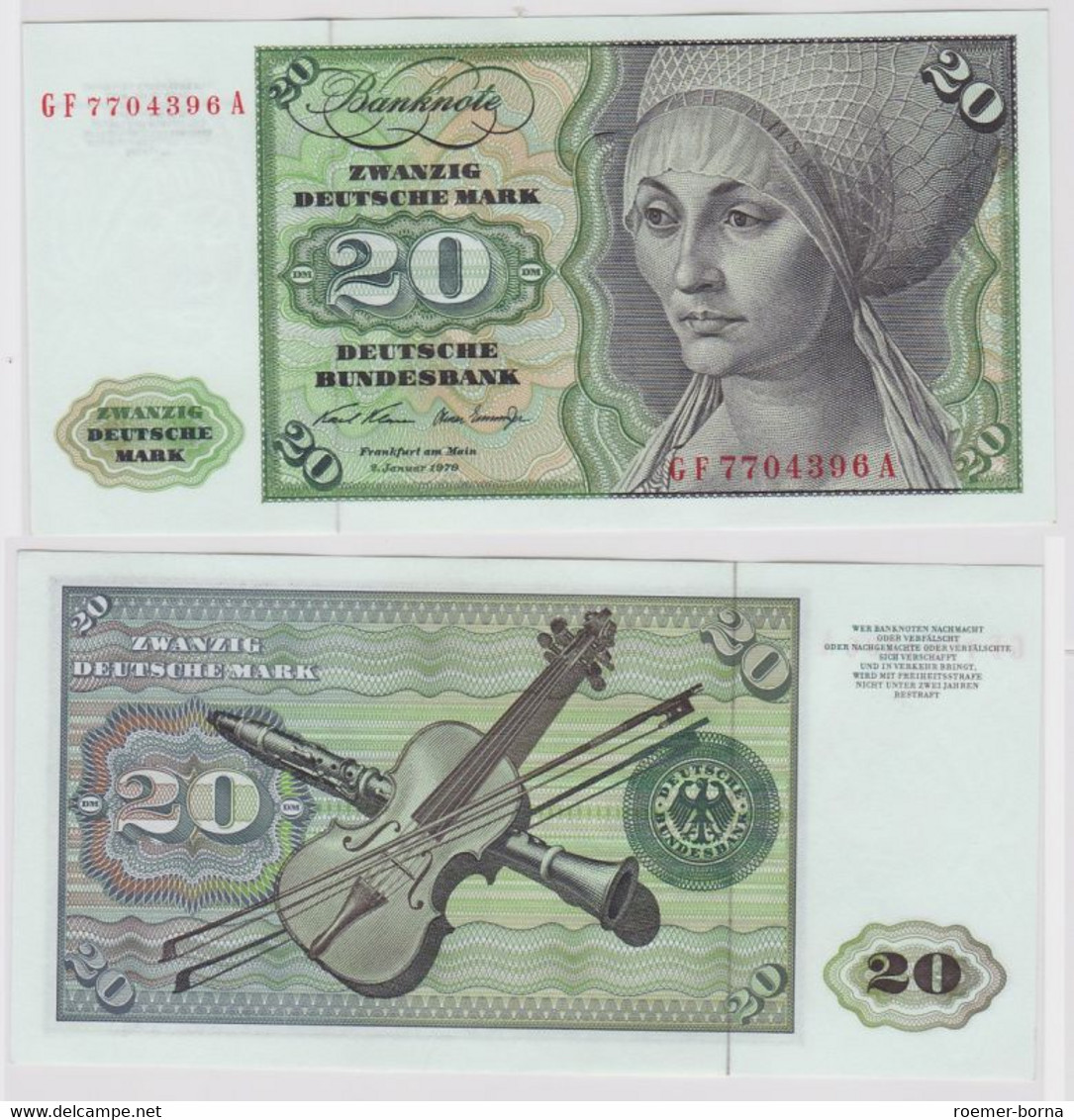 T148159 Banknote 20 DM Deutsche Mark Ro. 271b Schein 2.Jan. 1970 KN GF 7704396 A - 20 Deutsche Mark