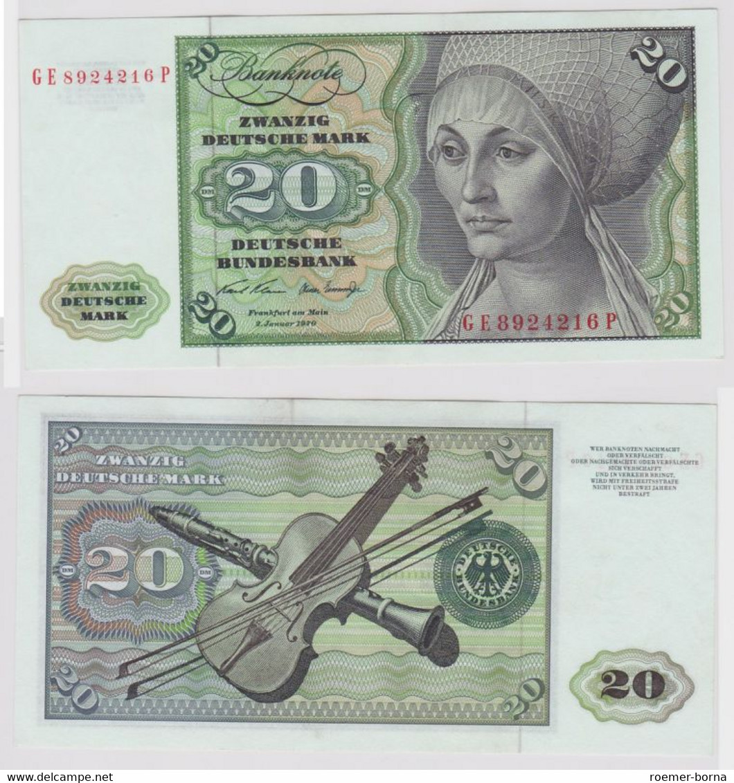 T148194 Banknote 20 DM Deutsche Mark Ro. 271b Schein 2.Jan. 1970 KN GE 8924216 P - 20 DM