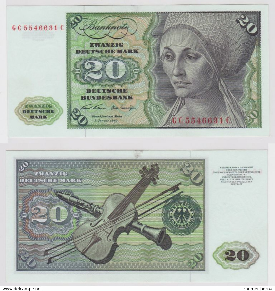 T148196 Banknote 20 DM Deutsche Mark Ro. 271a Schein 2.Jan. 1970 KN GC 5546631 C - 20 DM