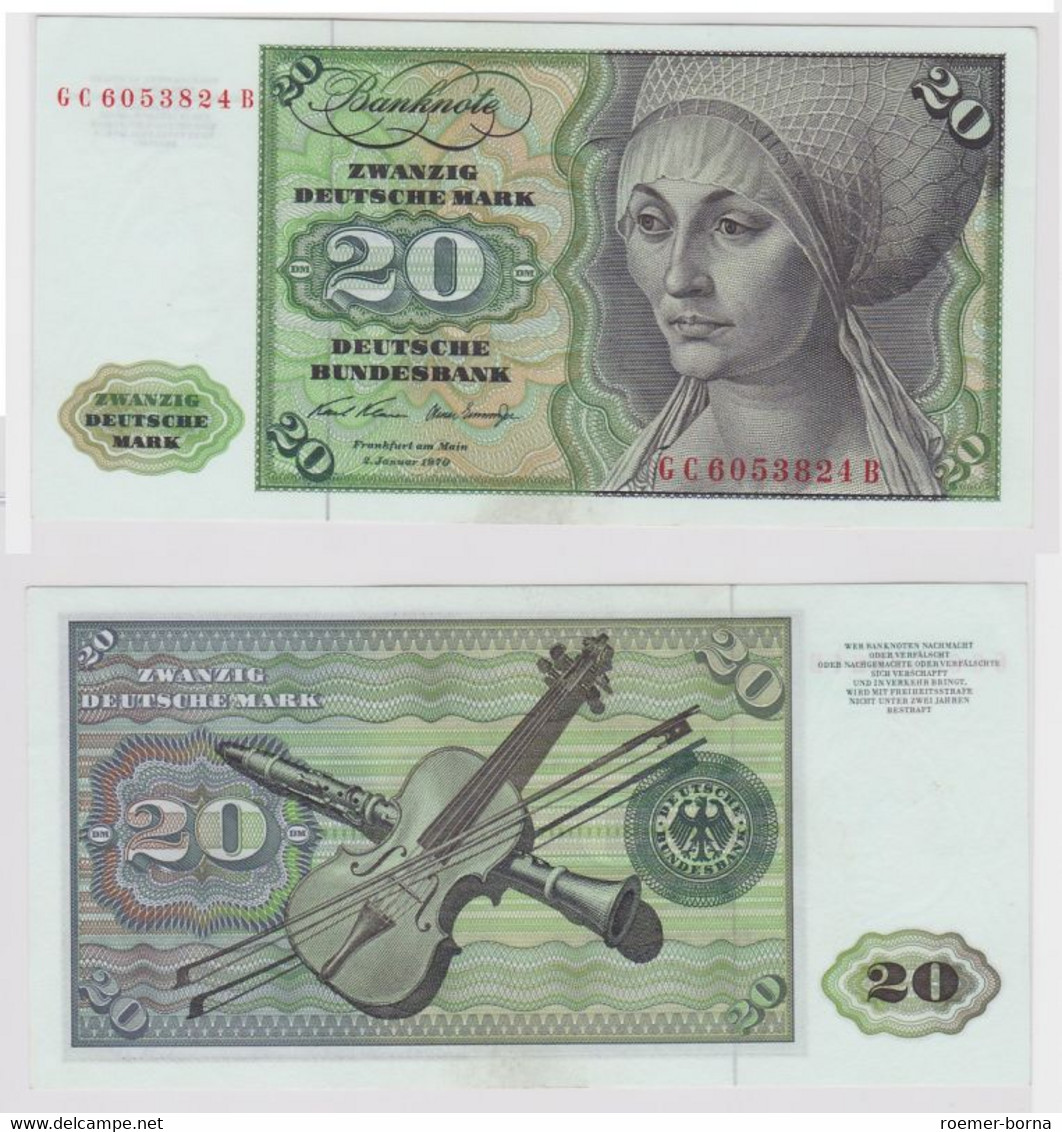 T148248 Banknote 20 DM Deutsche Mark Ro. 271a Schein 2.Jan. 1970 KN GC 6053824 B - 20 Deutsche Mark