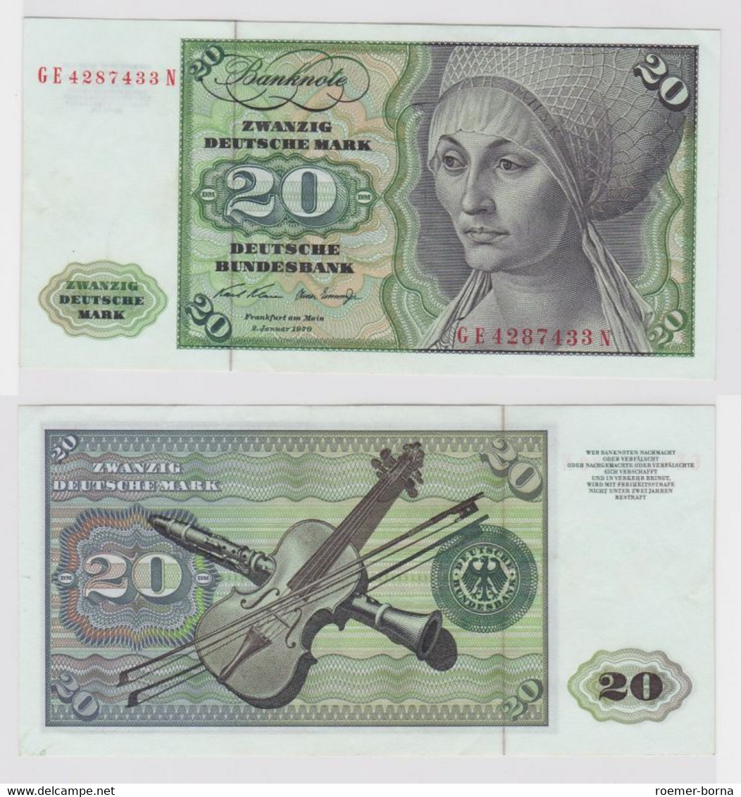 T148251 Banknote 20 DM Deutsche Mark Ro. 271b Schein 2.Jan. 1970 KN GE 4287433 N - 20 Deutsche Mark