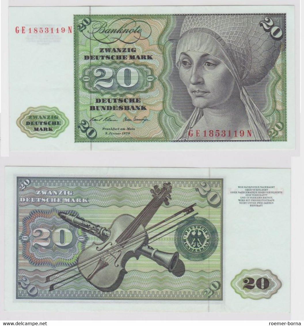 T148257 Banknote 20 DM Deutsche Mark Ro. 271b Schein 2.Jan. 1970 KN GE 1853119 N - 20 DM