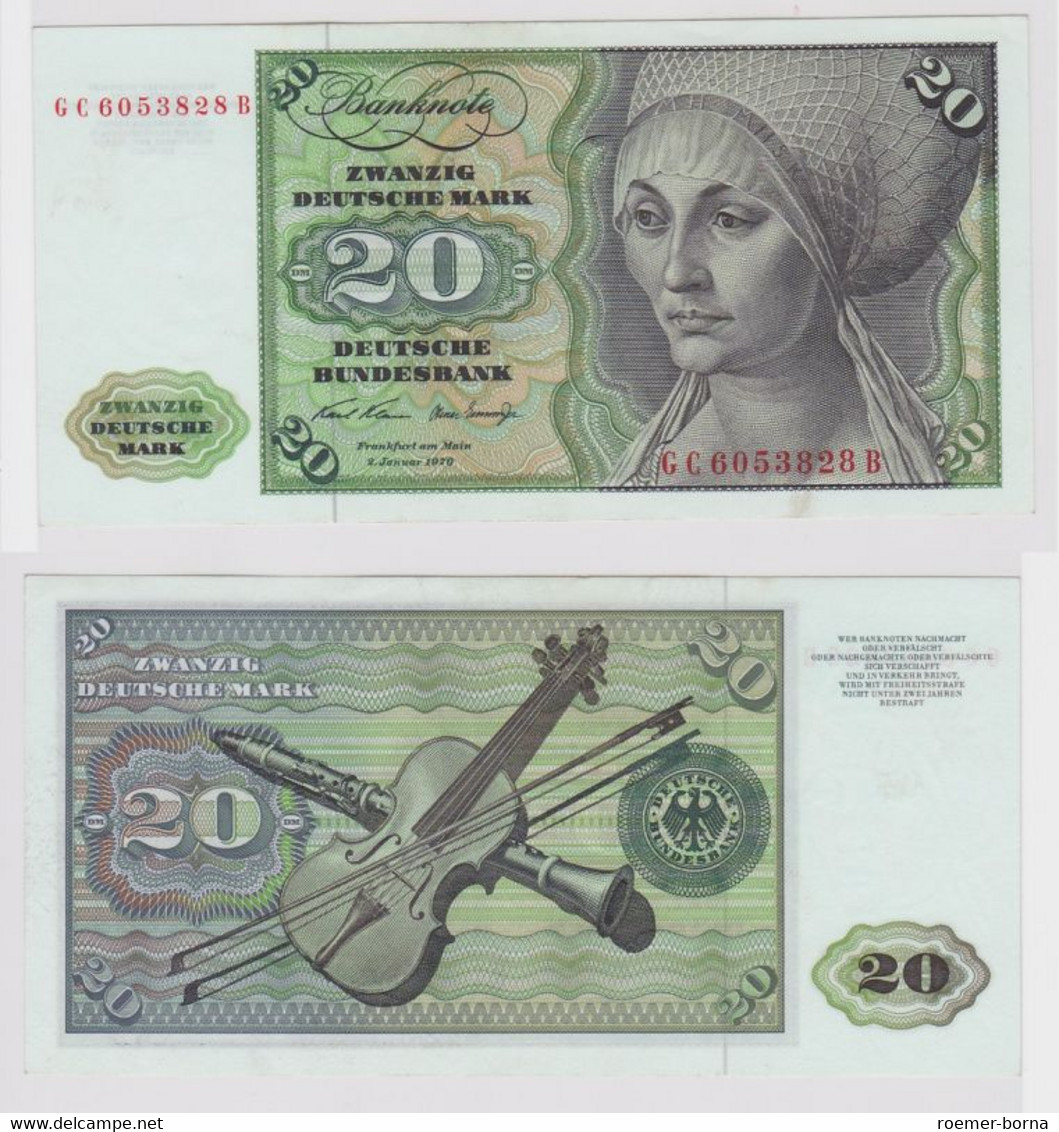 T148258 Banknote 20 DM Deutsche Mark Ro. 271a Schein 2.Jan. 1970 KN GC 6053828 B - 20 DM