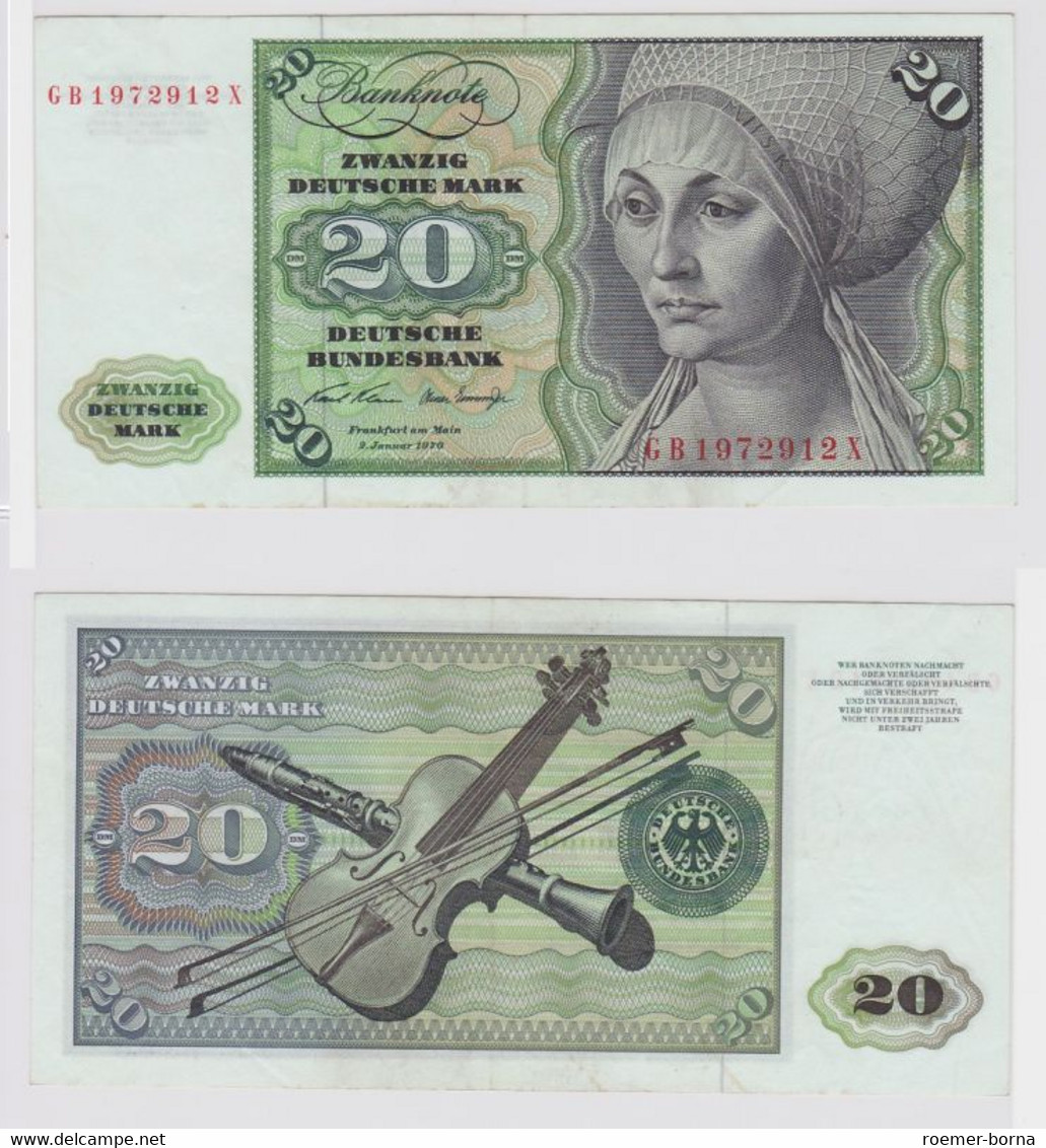 T148275 Banknote 20 DM Deutsche Mark Ro. 271a Schein 2.Jan. 1970 KN GB 1972912 X - 20 Deutsche Mark