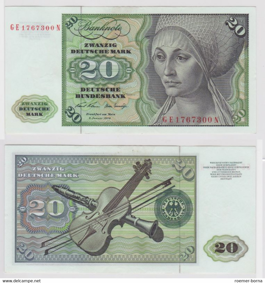 T148276 Banknote 20 DM Deutsche Mark Ro. 271b Schein 2.Jan. 1970 KN GE 1767300 N - 20 Deutsche Mark